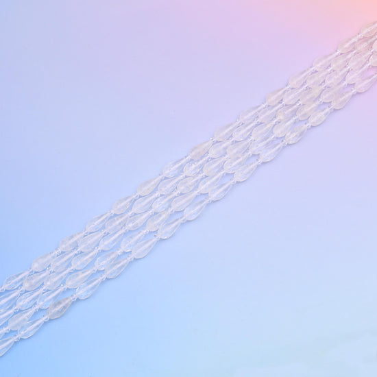 Natural Clear Quartz Faceted Teardrop Gemstone Beads, Bead Size 16x8mm Faceted Beads, DIY Jewelry Making Beads, 15.5 Inches Per Strand