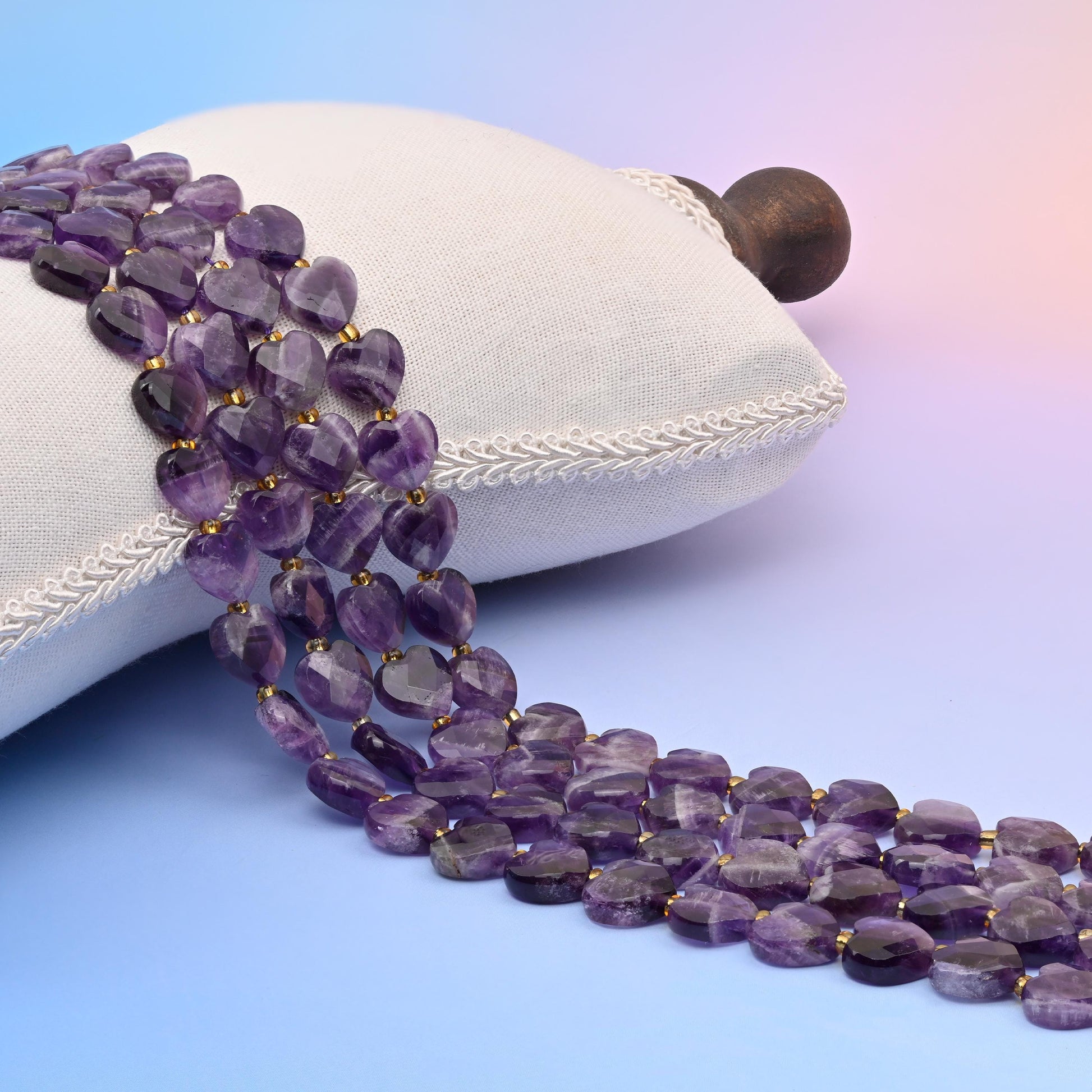 Natural Amethyst Faceted Heart Gemstone Beads, Bead Size 12mm Heart Faceted Beads, DIY Jewelry Making Beads, 15.5 Inches Per Strand