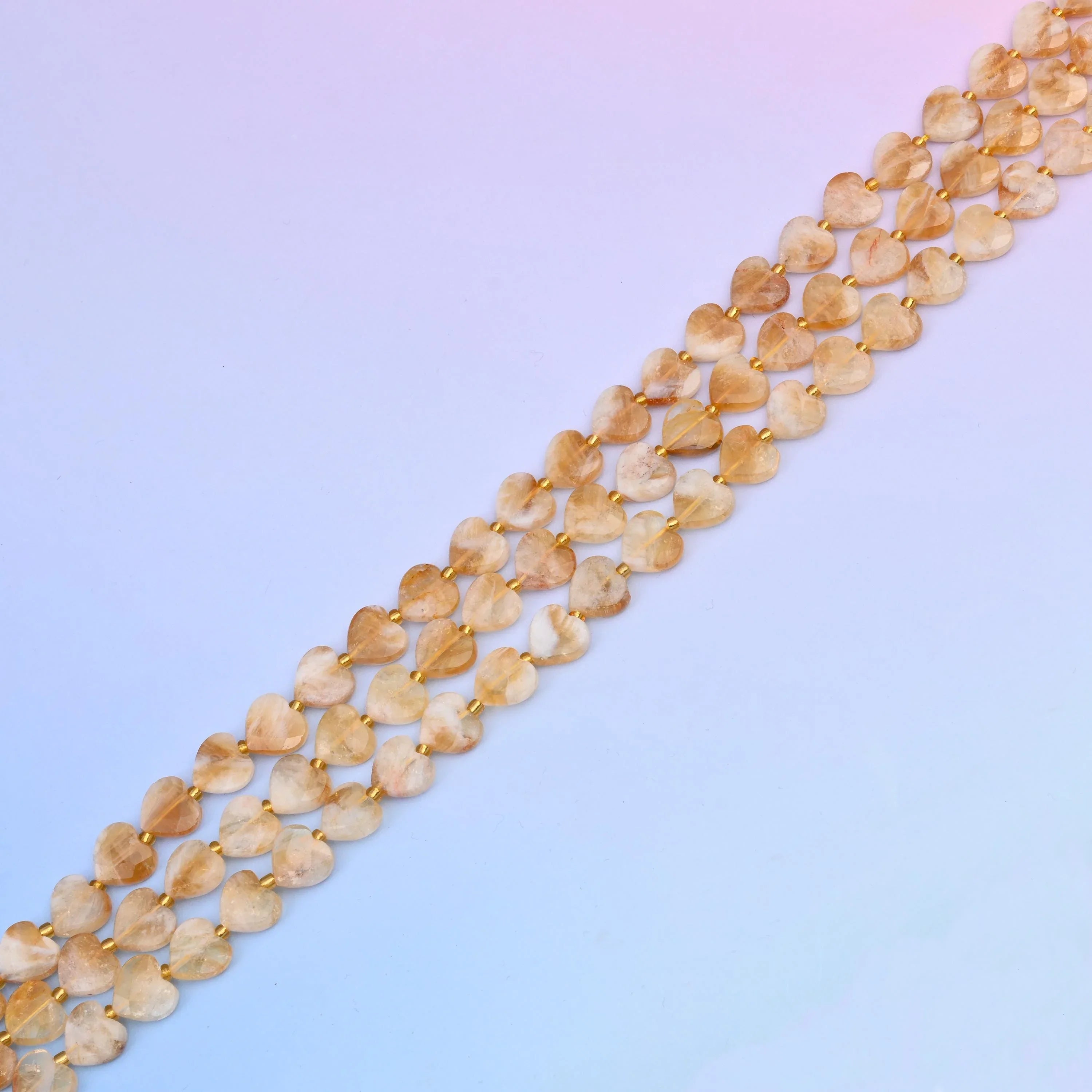Natural Citrine Quartz Faceted Heart Gemstone Beads, Bead Size 12mm Heart Faceted Beads, DIY Jewelry Making Beads, 15.5 Inches Per Strand - Mycrazycrystal