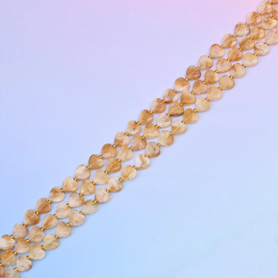 Natural Citrine Quartz Faceted Heart Gemstone Beads, Bead Size 12mm Heart Faceted Beads, DIY Jewelry Making Beads, 15.5 Inches Per Strand - Mycrazycrystal