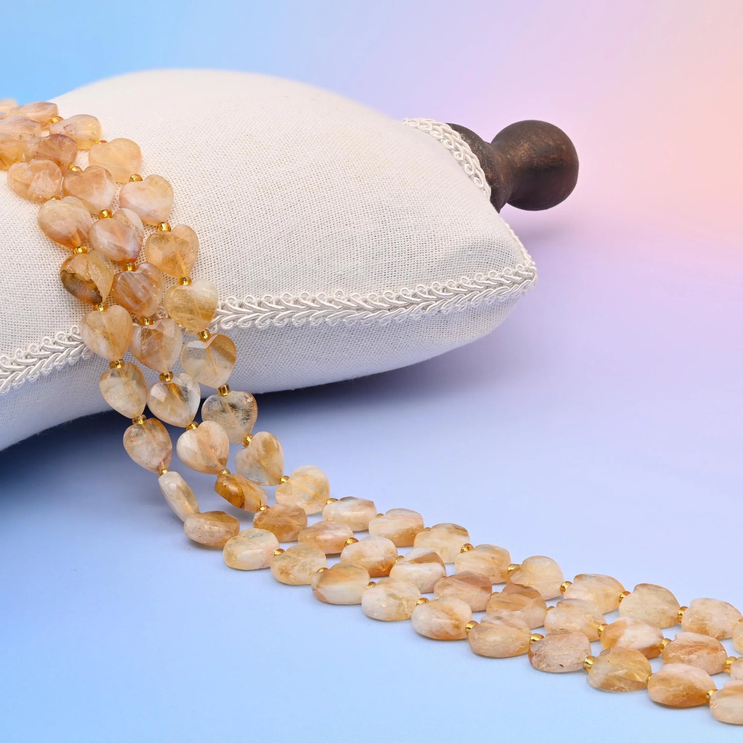 Natural Citrine Quartz Faceted Heart Gemstone Beads, Bead Size 12mm Heart Faceted Beads, DIY Jewelry Making Beads, 15.5 Inches Per Strand - Mycrazycrystal