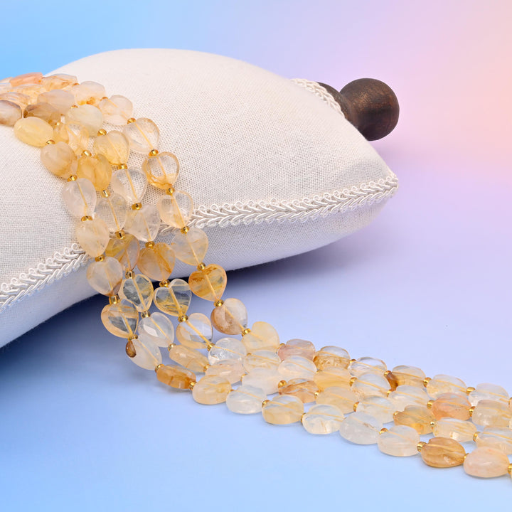 Natural Golden Healer Faceted Heart Gemstone Beads, Bead Size 12mm Heart Faceted Beads, DIY Jewelry Making Beads, 15.5 Inches Per Strand