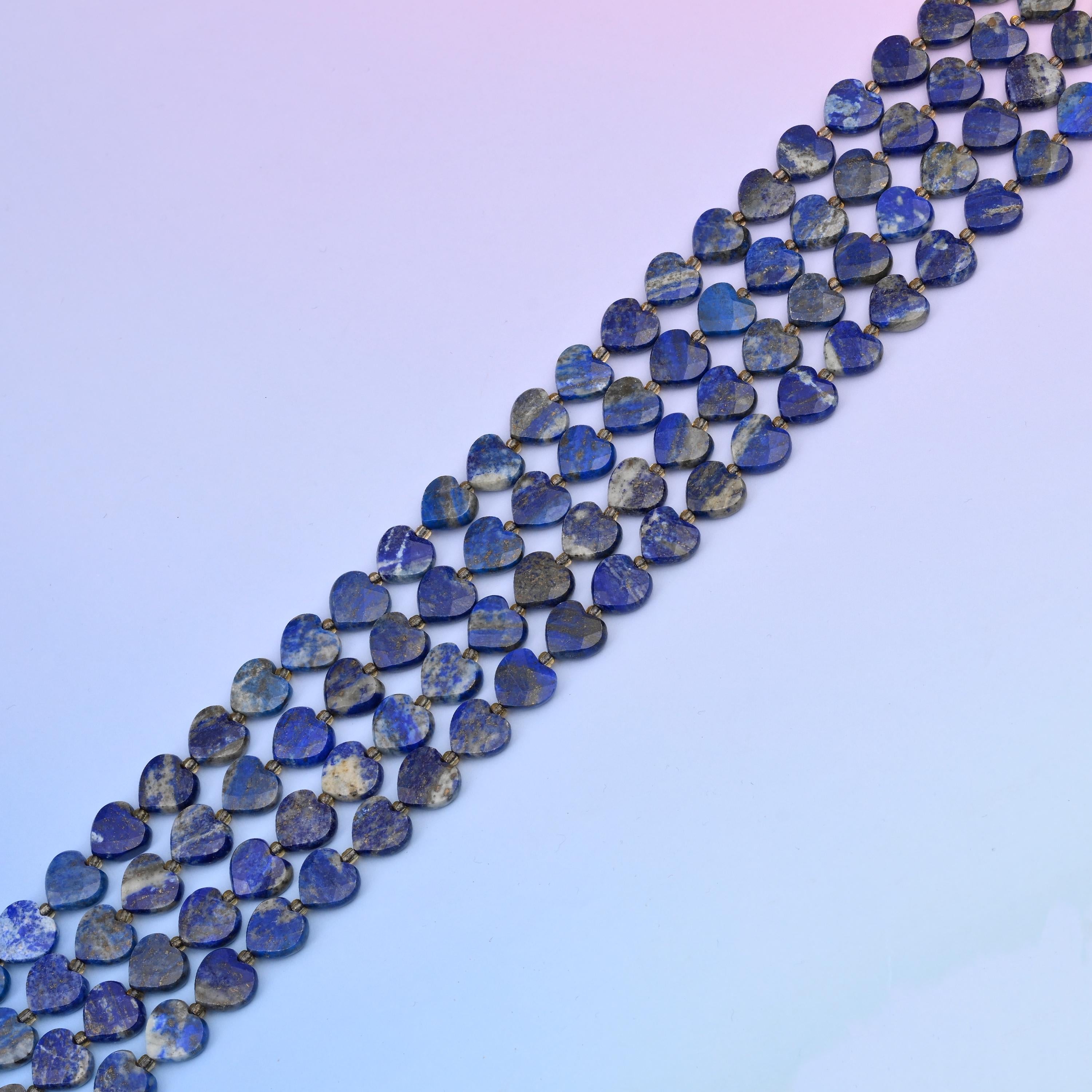 Natural Lapis Faceted Heart Gemstone Beads, Bead Size 12mm Heart Faceted Beads, DIY Jewelry Making Beads, 15.5 Inches Per Strand