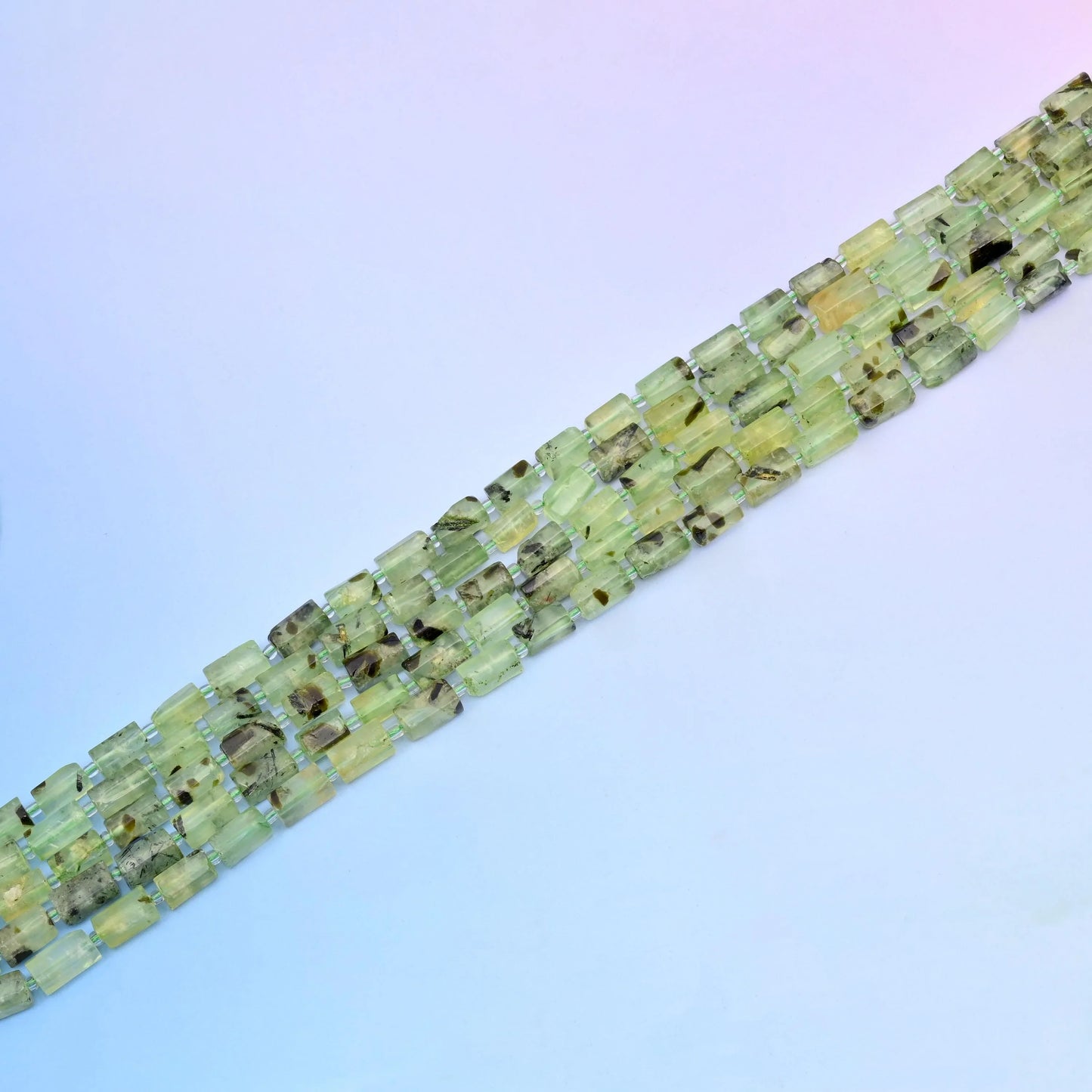 Natural Prehnite Faceted Tube Beads, Bead Size 12x8mm, Green Gemstone Cylinder Bead, DIY Jewelry Making Beads, 15.5 Inches Per Strand - Mycrazycrystal