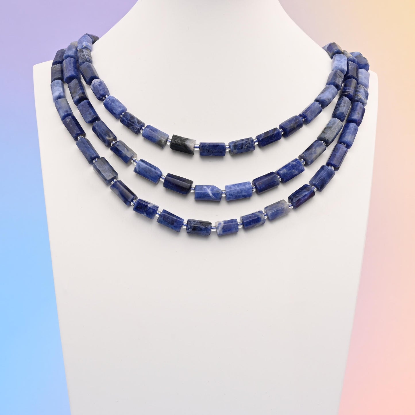 Natural Sodalite Faceted Tube Beads, Bead Size 12x8mm Blue Cylinder Bead, DIY Jewelry Making Beads, 15.5 Inches Per Strand