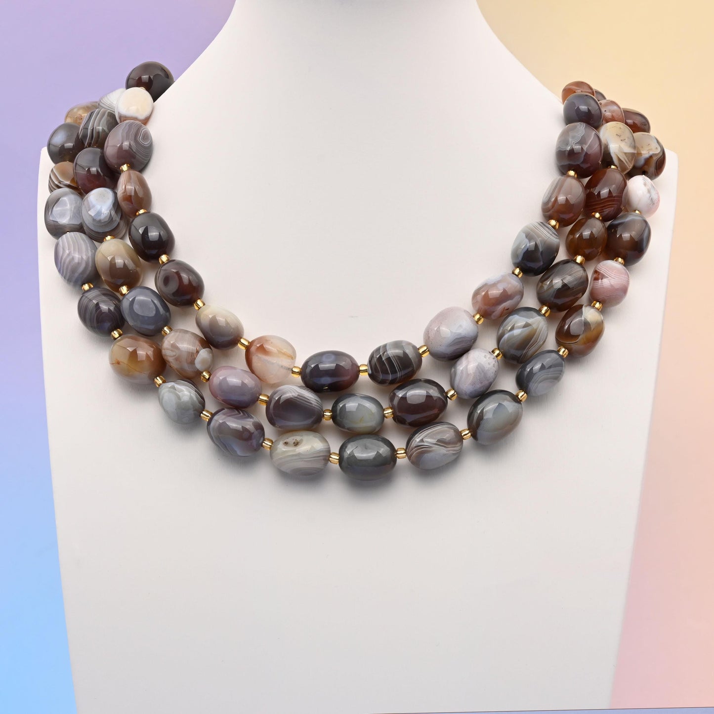 Natural Botswana Agate Oval Gemstone Beads, Size 10-17mm Brown Nugget Beads, DIY Jewelry Making Beads, 15.5 Inches Per Strand