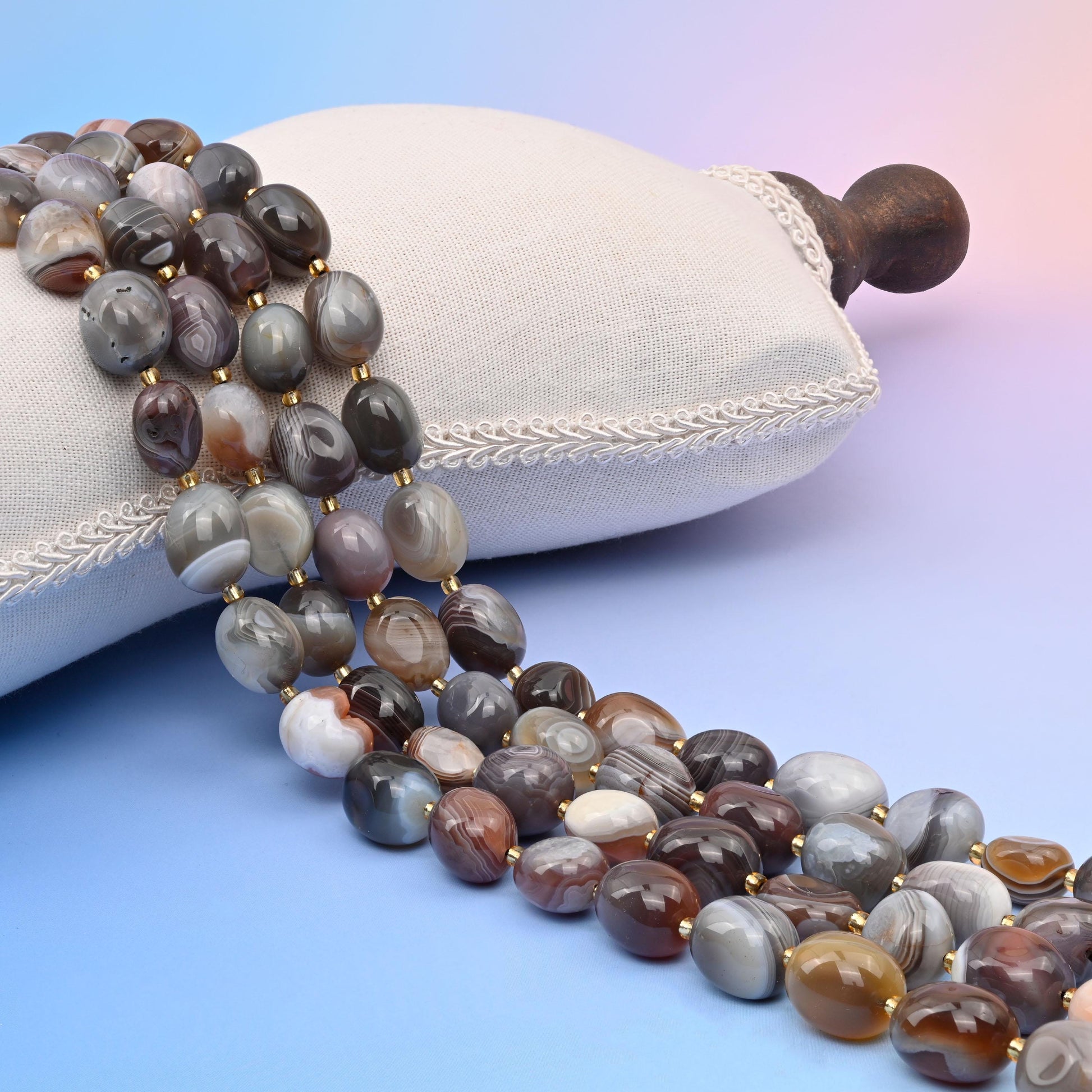 Natural Botswana Agate Oval Gemstone Beads, Size 10-17mm Brown Nugget Beads, DIY Jewelry Making Beads, 15.5 Inches Per Strand