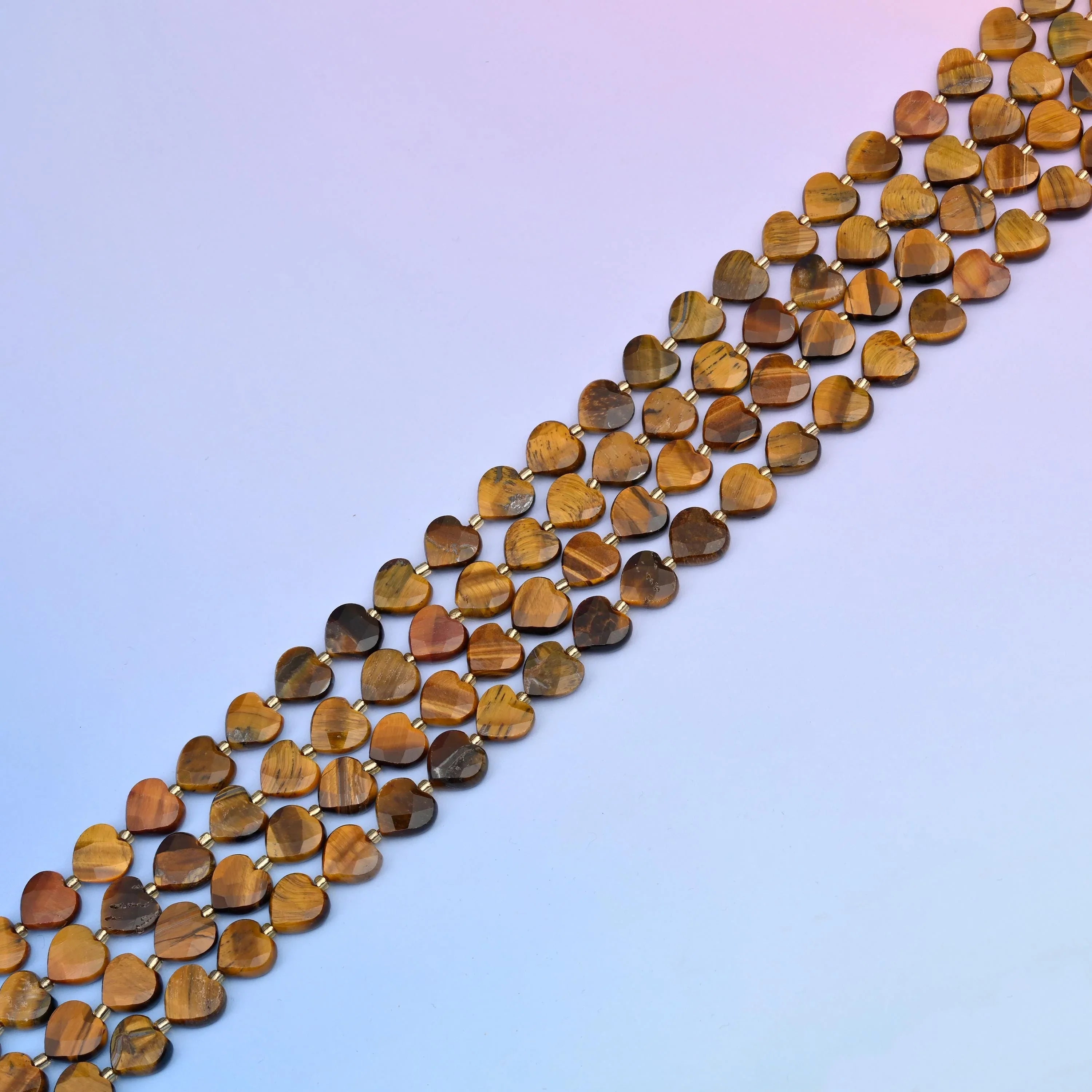 Natural Tiger Eye Faceted Heart Gemstone Beads, Bead Size 12mm Heart Beads, DIY Jewelry Making Beads, 15.5 Inches Per Strand - Mycrazycrystal