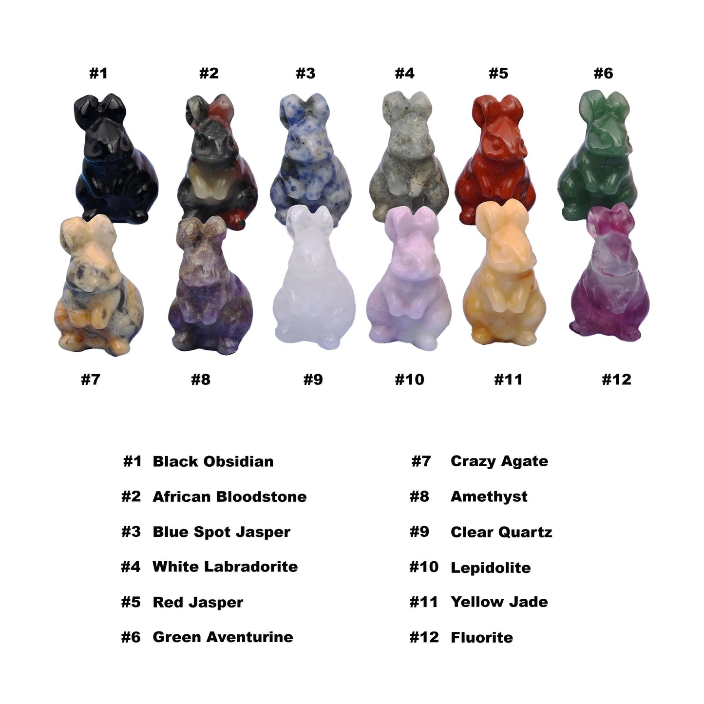 1.5" Rabbit Small Crystal Carving, Rabbit Gemstone Figurine, Home Decoration, Gift for Everyone - Mycrazycrystal