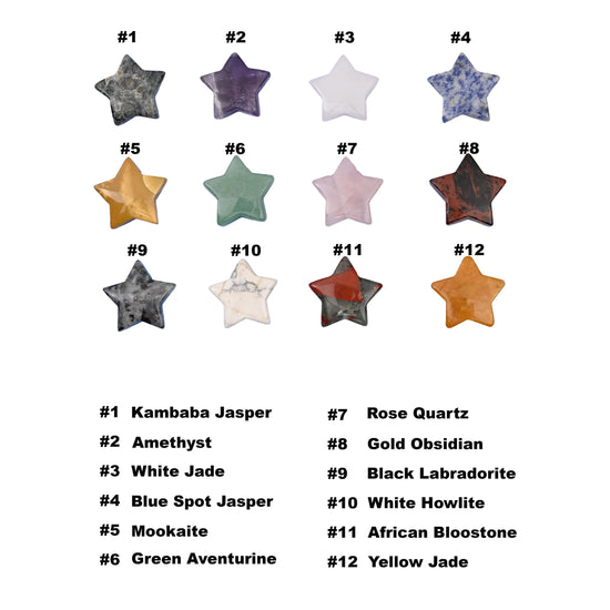 30mm 5 Point Gemstone Star, Polished Healing Crystal Star, Pocket Stone, DIY Gemstone Star No Hole - Mycrazycrystal