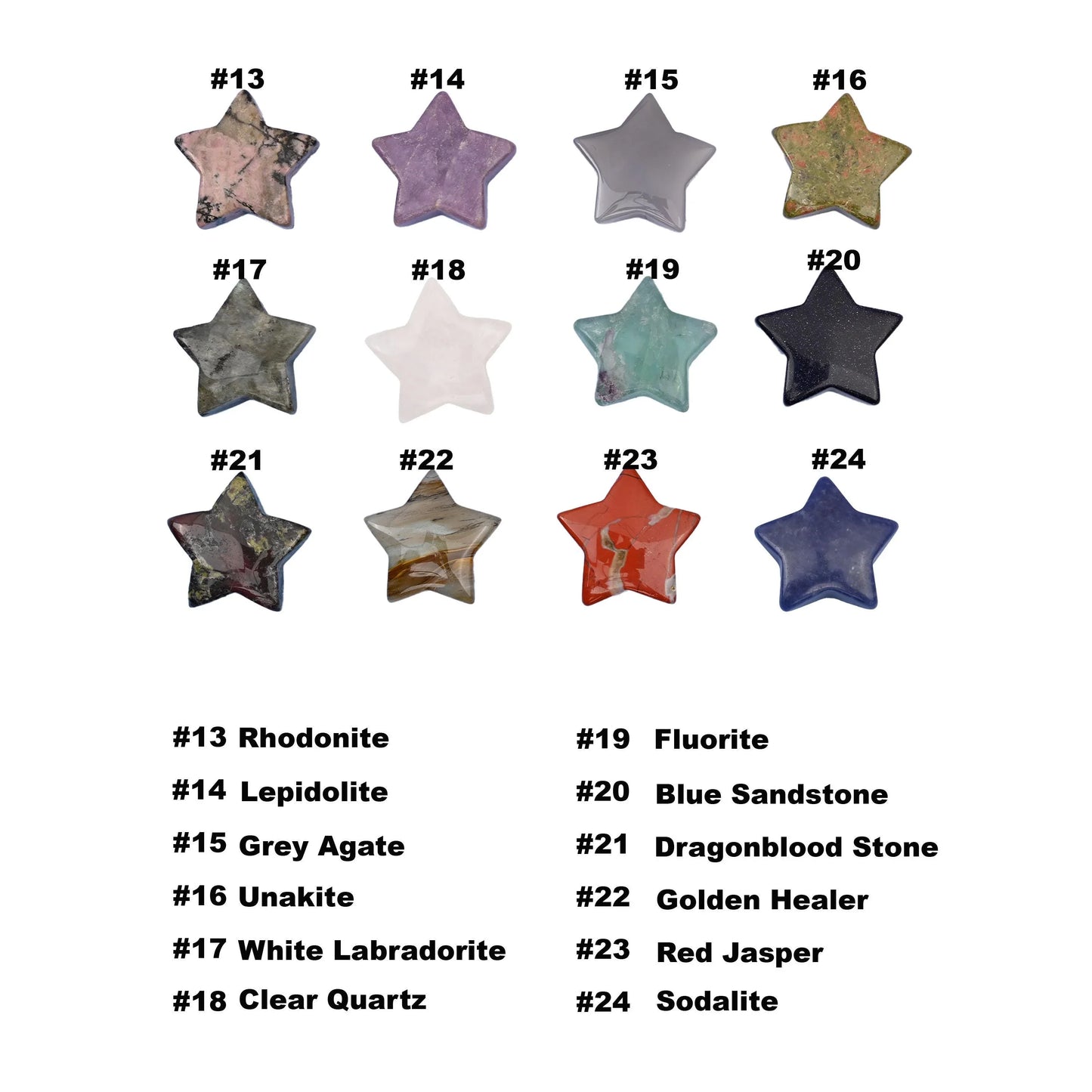 30mm 5 Point Gemstone Star, Polished Healing Crystal Star, Pocket Stone, DIY Gemstone Star No Hole - Mycrazycrystal