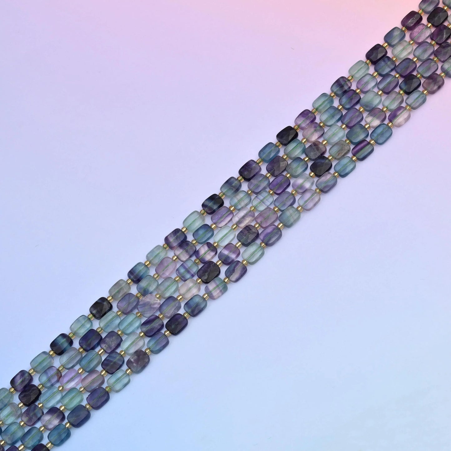 Natural Fluorite Faceted Rectangular Gemstone Beads, Bead Size 10x8mm Rectangle Beads, DIY Jewelry Making Beads, 15.5 Inches Per Strand - Mycrazycrystal