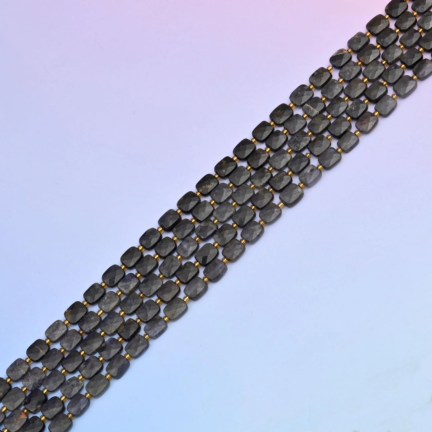 Natural Iolite Faceted Rectangular Gemstone Beads, Bead Size 10x8mm Rectangle Beads, DIY Jewelry Making Beads, 15.5 Inches Per Strand - Mycrazycrystal