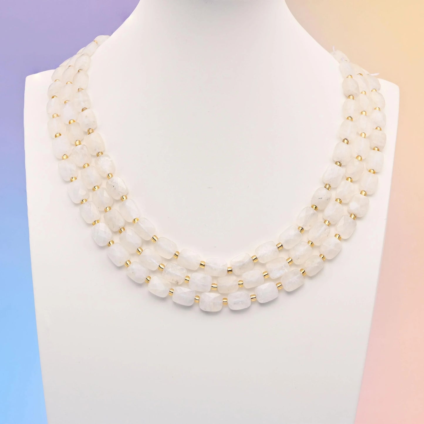 Natural White Moonstone Faceted Rectangular Gemstone Beads, Size 10x8mm Rectangle Beads, DIY Jewelry Making Beads, 15.5 Inches Per Strand - Mycrazycrystal
