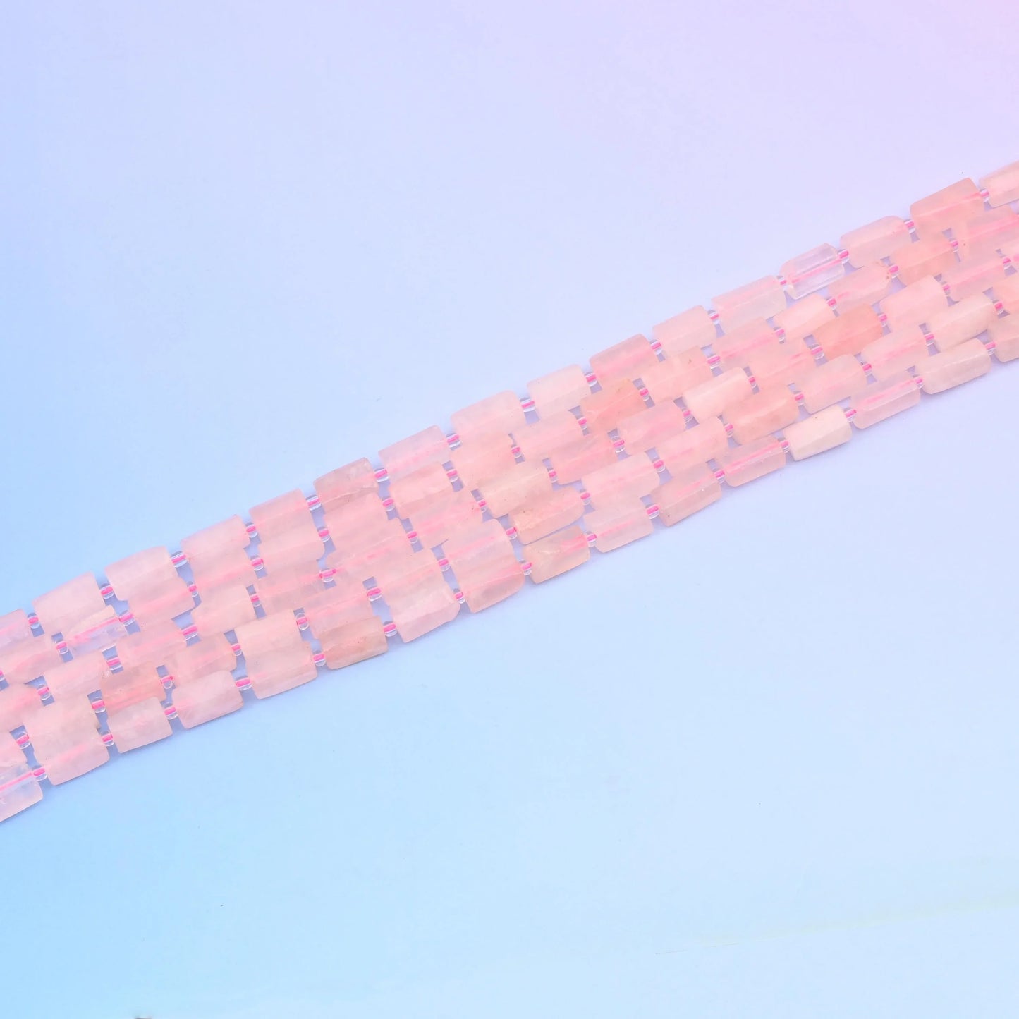 Natural Rose Quartz Faceted Tube Beads, Bead Size 12x8mm Rose Quartz Cylinder Bead, DIY Jewelry Making Beads, 15.5 Inches Per Strand - Mycrazycrystal