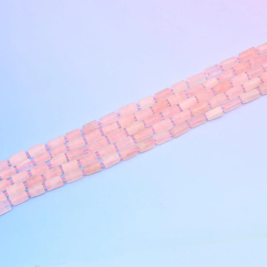 Natural Rose Quartz Faceted Tube Beads, Bead Size 12x8mm Rose Quartz Cylinder Bead, DIY Jewelry Making Beads, 15.5 Inches Per Strand - Mycrazycrystal