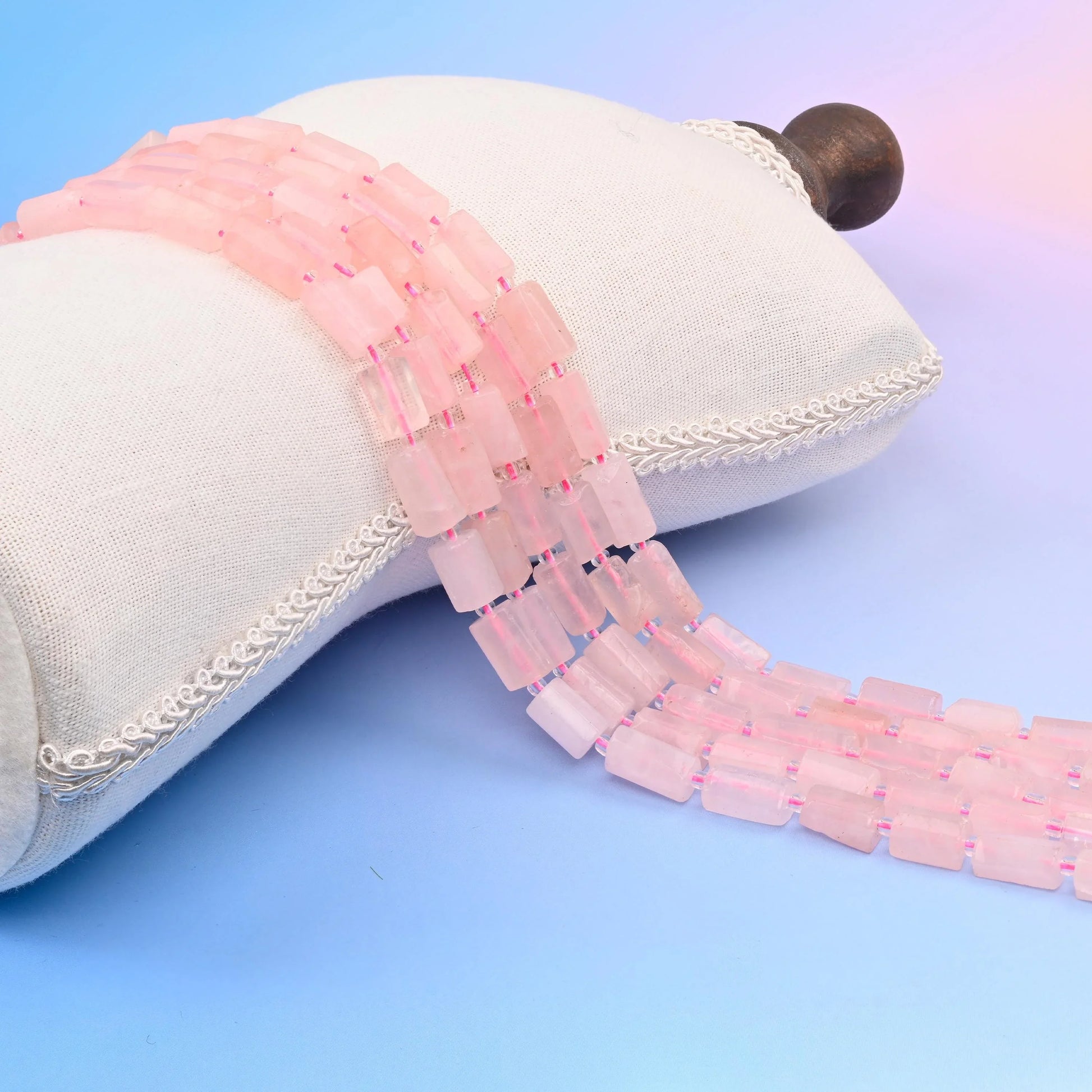 Natural Rose Quartz Faceted Tube Beads, Bead Size 12x8mm Rose Quartz Cylinder Bead, DIY Jewelry Making Beads, 15.5 Inches Per Strand - Mycrazycrystal