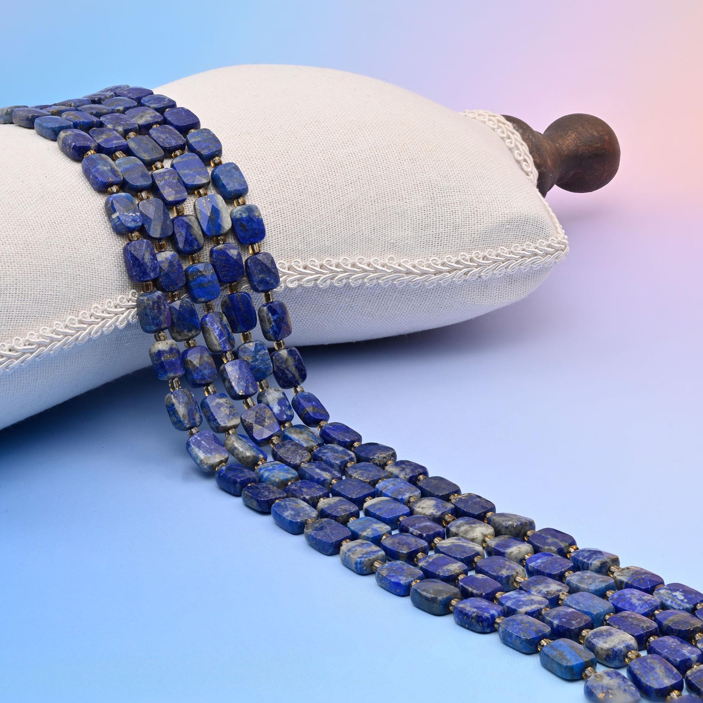 Natural Lapis Lazuli Faceted Rectangular Gemstone Beads, Bead Size 10x8mm Rectangle Beads, DIY Jewelry Making Beads, 15.5 Inches Per Strand