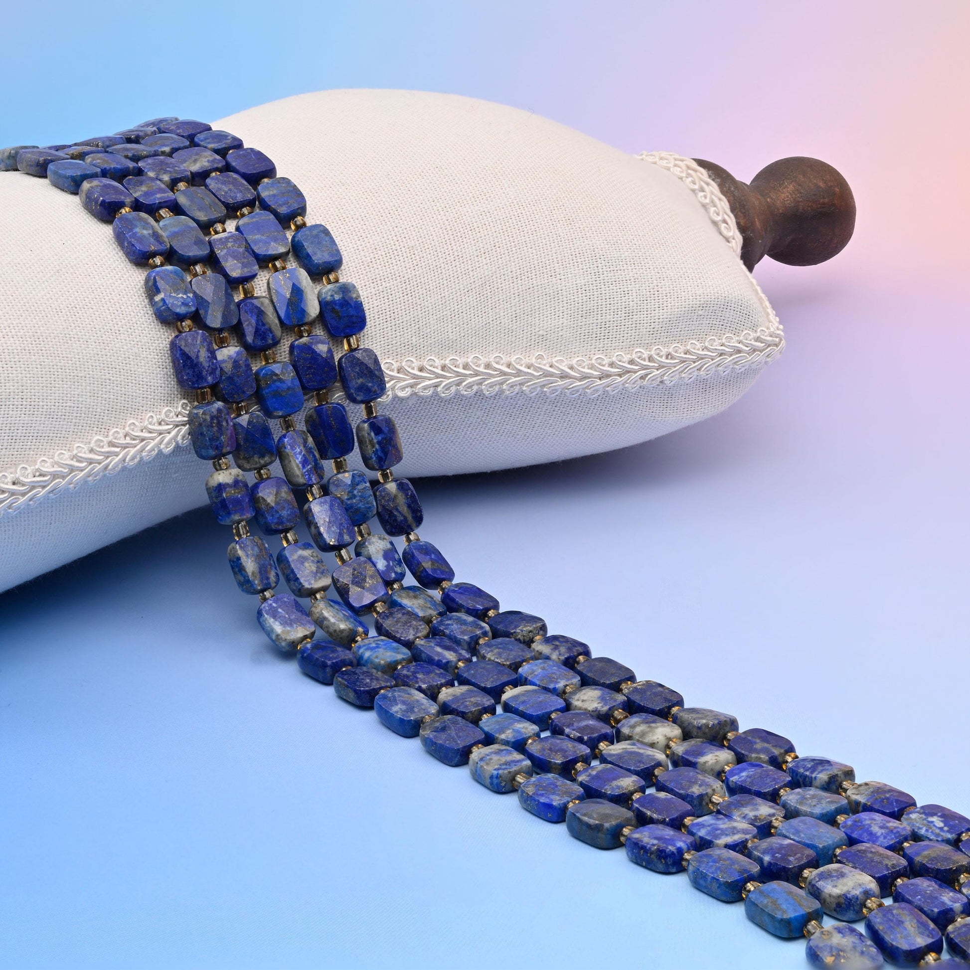 Natural Lapis Lazuli Faceted Rectangular Gemstone Beads, Bead Size 10x8mm Rectangle Beads, DIY Jewelry Making Beads, 15.5 Inches Per Strand