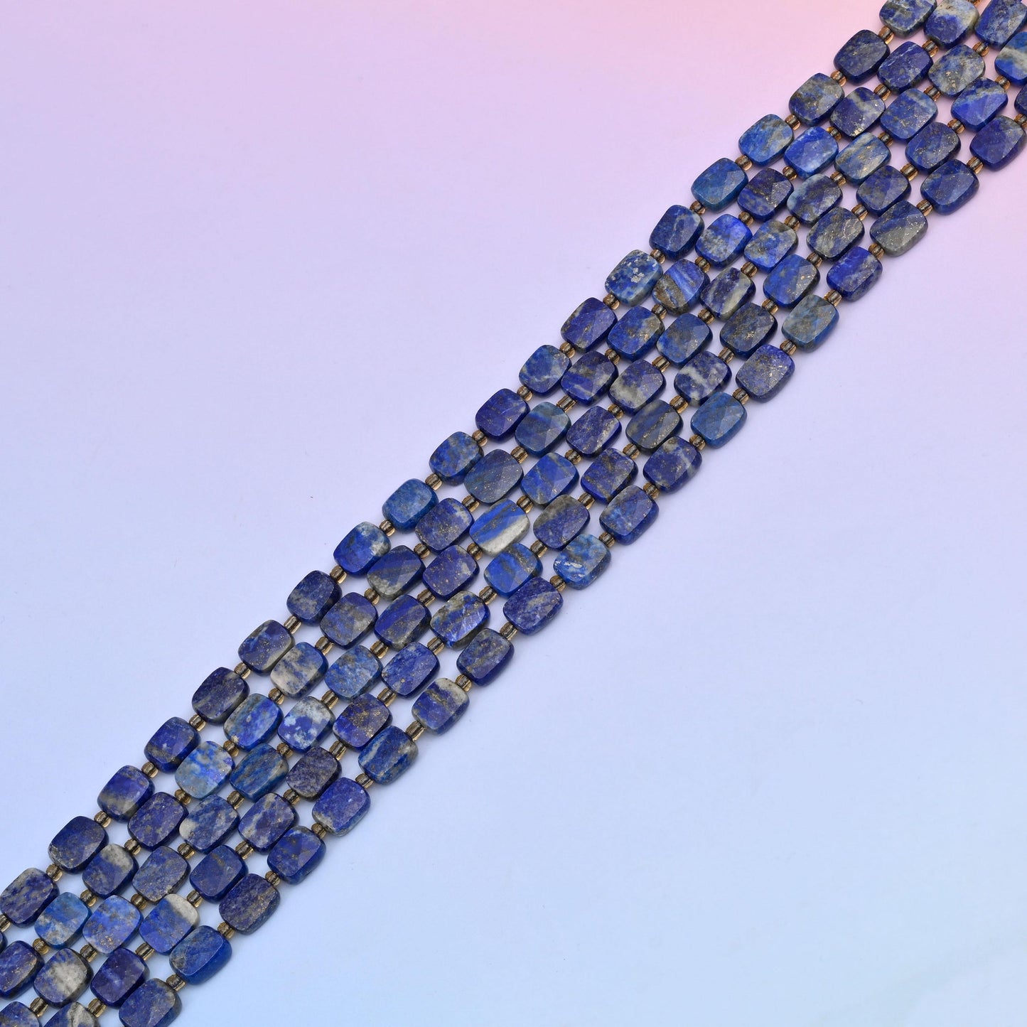 Natural Lapis Lazuli Faceted Rectangular Gemstone Beads, Bead Size 10x8mm Rectangle Beads, DIY Jewelry Making Beads, 15.5 Inches Per Strand