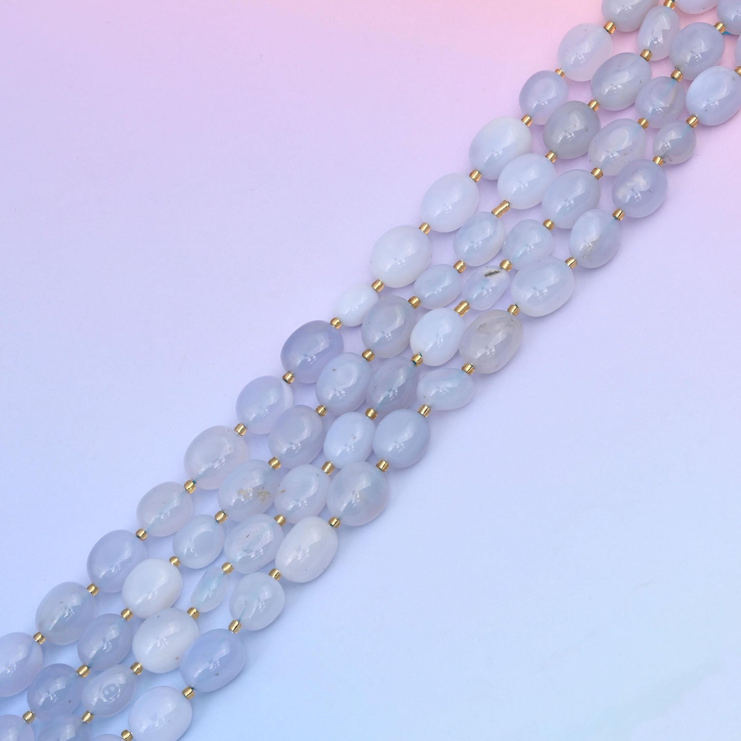 Natural Blue Chalcedony Oval Gemstone Beads, Size 10-17mm Red Nugget Beads, DIY Jewelry Making Beads, 15.5 Inches Per Strand