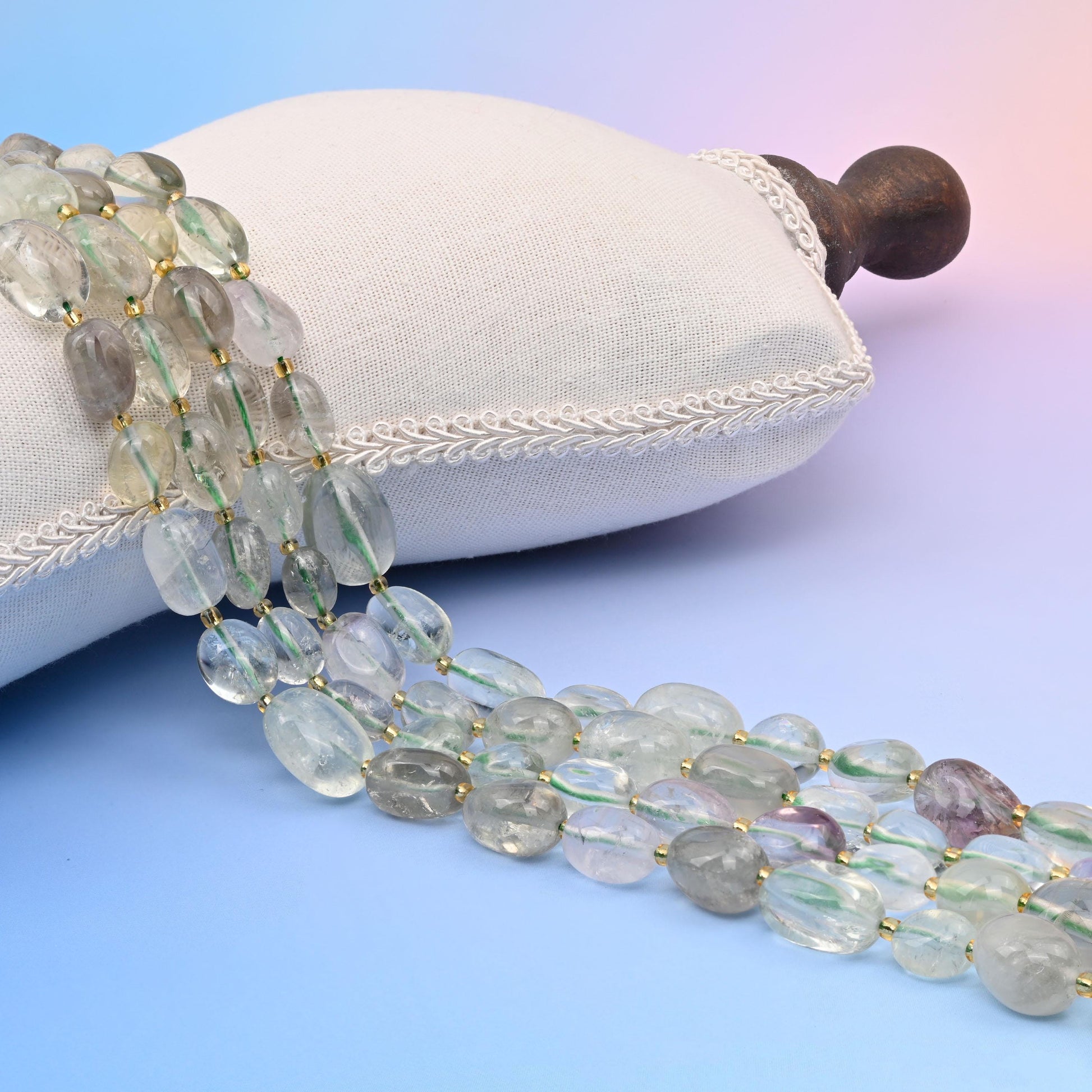 Natural Green Amethyst Oval Gemstone Beads, Size 10-17mm Red Nugget Beads, DIY Jewelry Making Beads, 15.5 Inches Per Strand