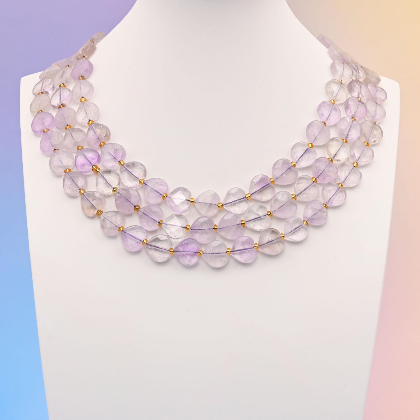Natural Lavender Amethyst Faceted Heart Gemstone Beads, Bead Size 12mm Heart Faceted Beads, DIY Jewelry Making Beads, 15.5 Inches Per Strand
