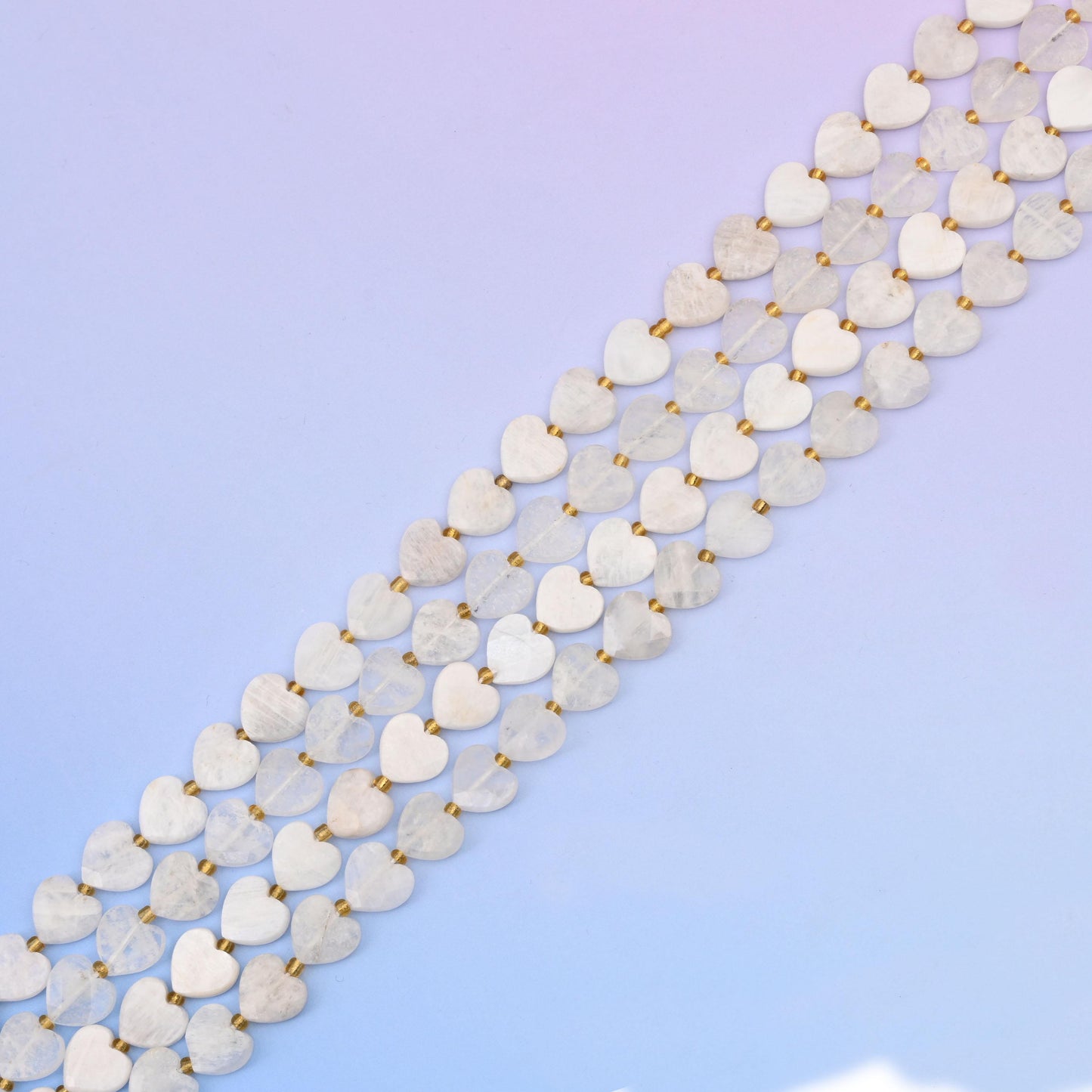 Natural White Moonstone Faceted Heart Gemstone Beads, Bead Size 12mm Heart Faceted Beads, DIY Jewelry Making Beads, 15.5 Inches Per Strand