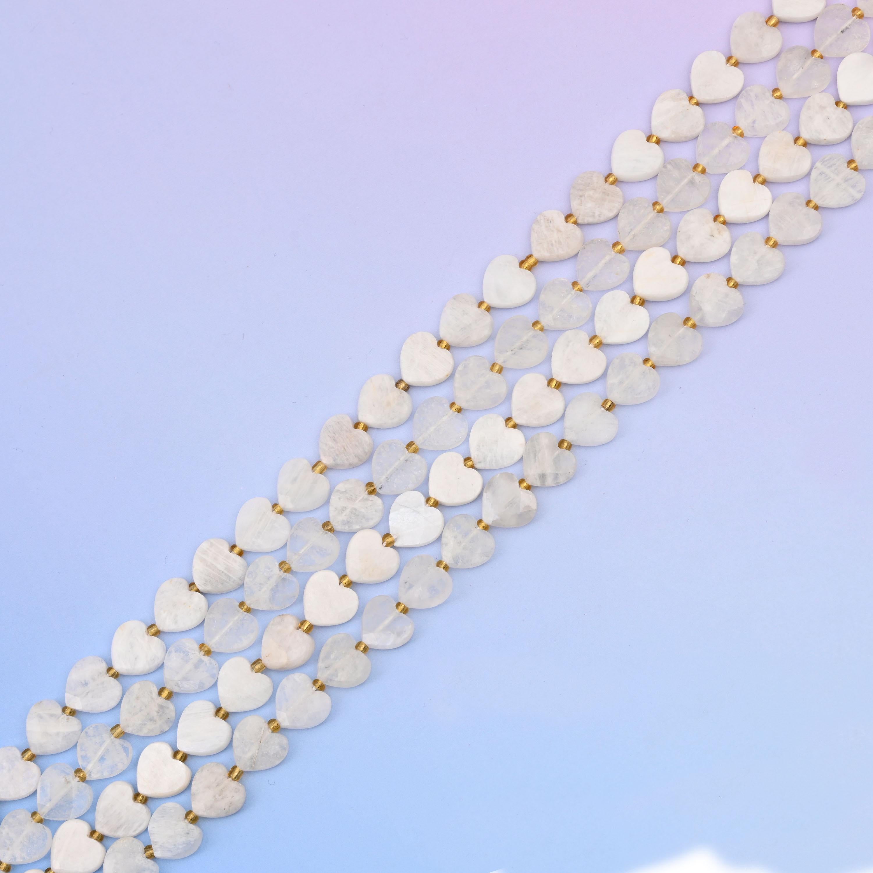 Natural White Moonstone Faceted Heart Gemstone Beads, Bead Size 12mm Heart Faceted Beads, DIY Jewelry Making Beads, 15.5 Inches Per Strand