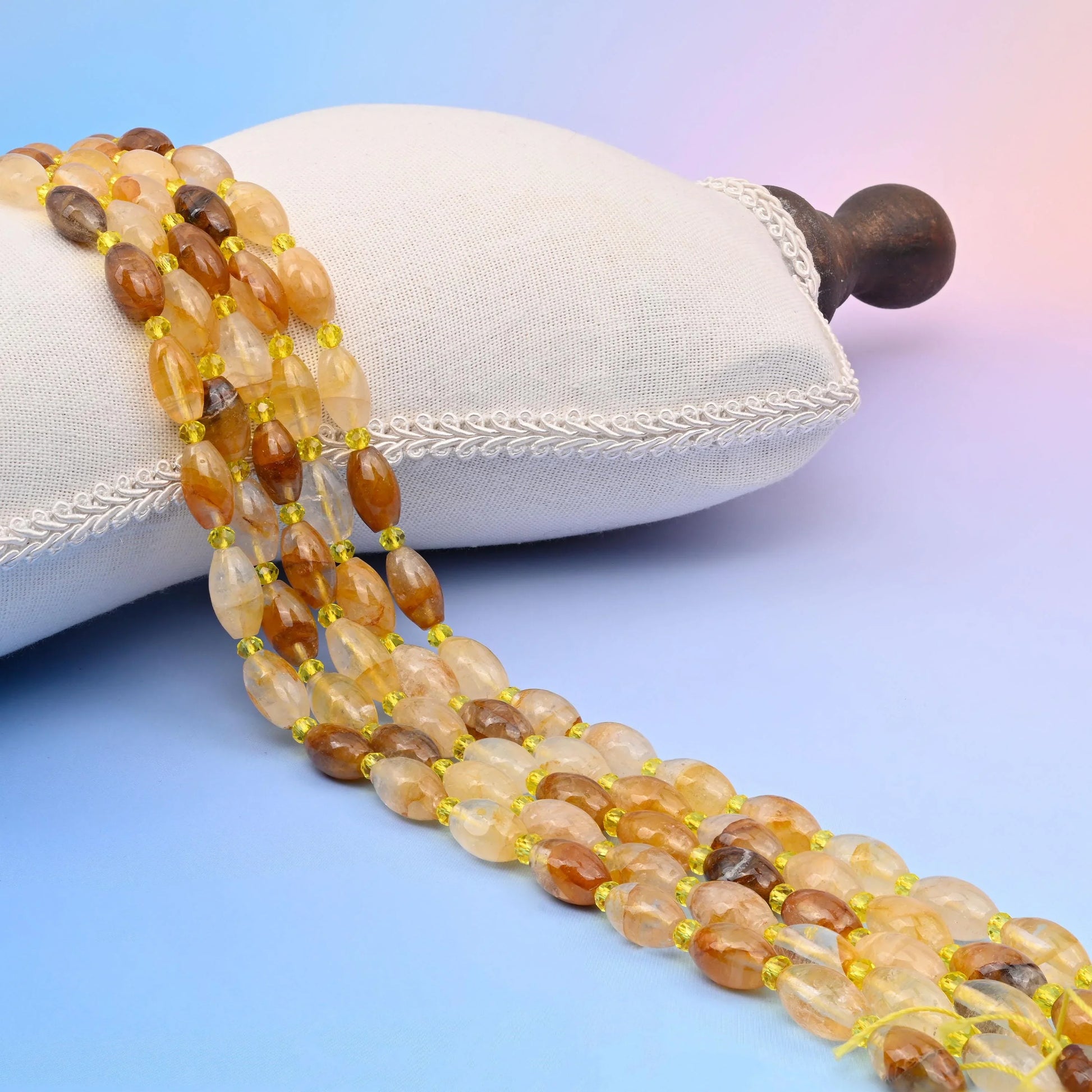 Natural Golden Healer Quartz Smooth Barrel Gemstone Beads, Bead Size 13x8mm Barrel Beads, DIY Jewelry Making Beads, 15.5 Inches Per Strand - Mycrazycrystal