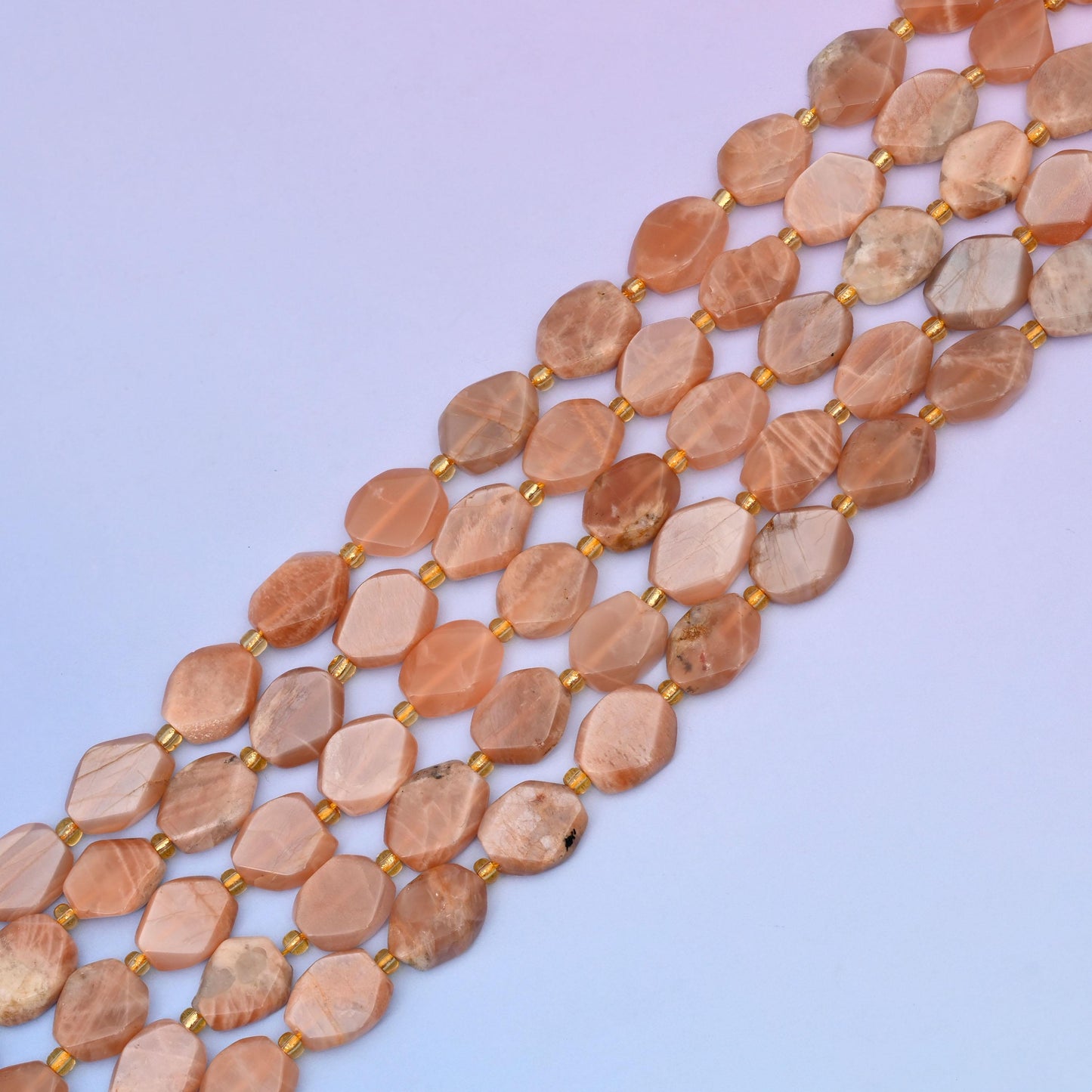 Natural Sunstone Smooth Rhombus Shape Gemstone Beads, Size 12x14mm Faceted Beads, DIY Jewelry Making Beads, 15.5 Inches Per Strand
