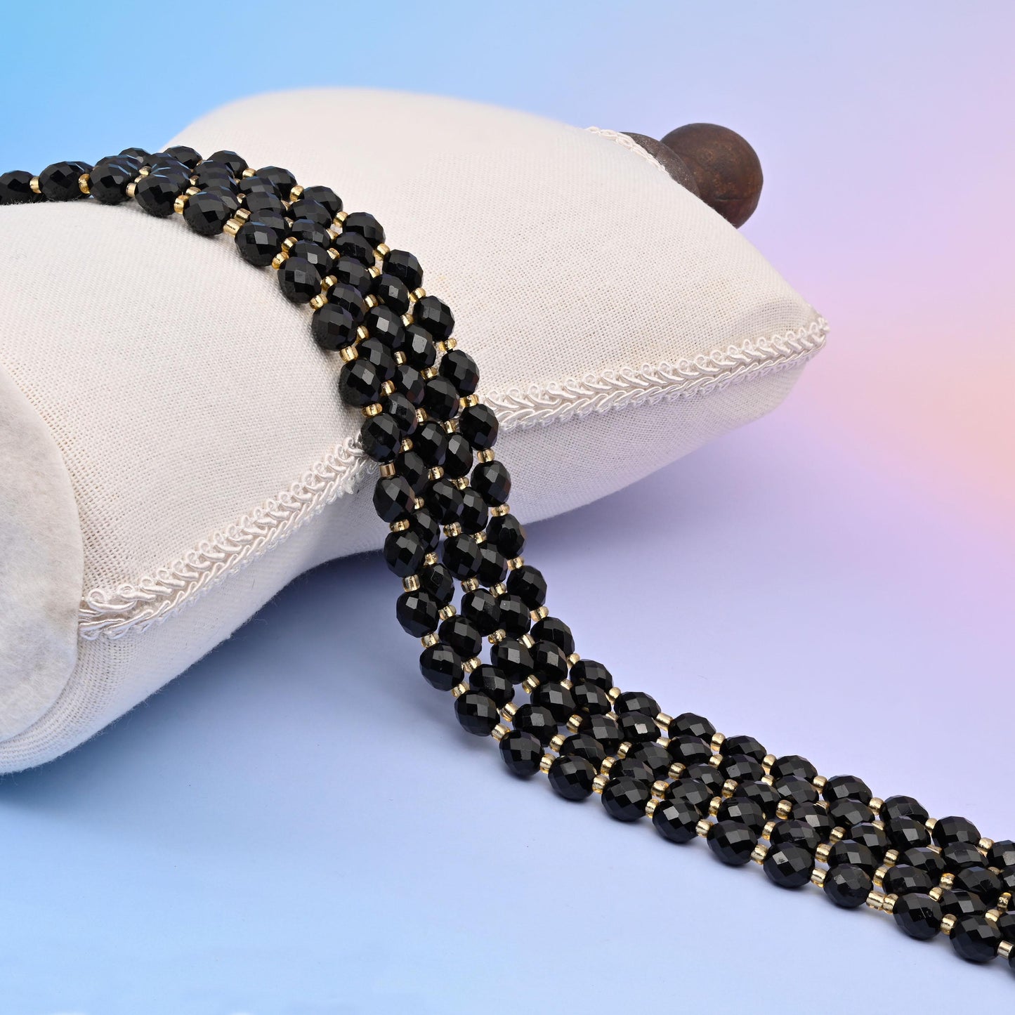 Natural Black Agate Faceted Rice Gemstone Beads, Size 6x8mm Rice Beads, DIY Jewelry Making Beads, 15.5 Inches Per Strand