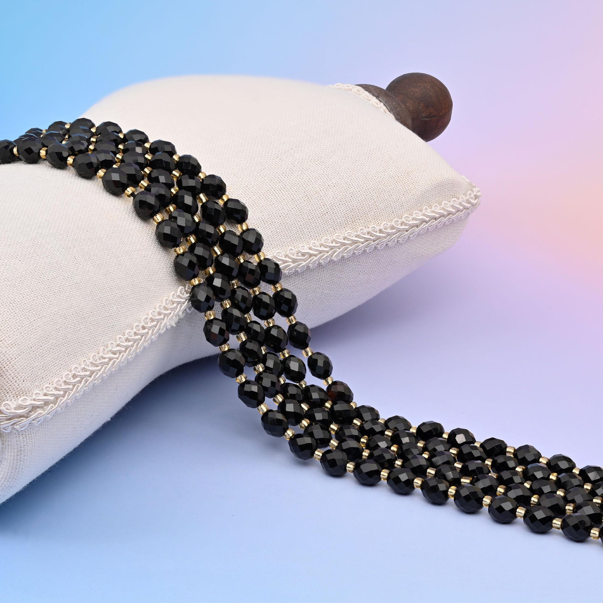 Natural Black Obsidian Faceted Rice Gemstone Beads, Size 6x8mm Rice Beads, DIY Jewelry Making Beads, 15.5 Inches Per Strand