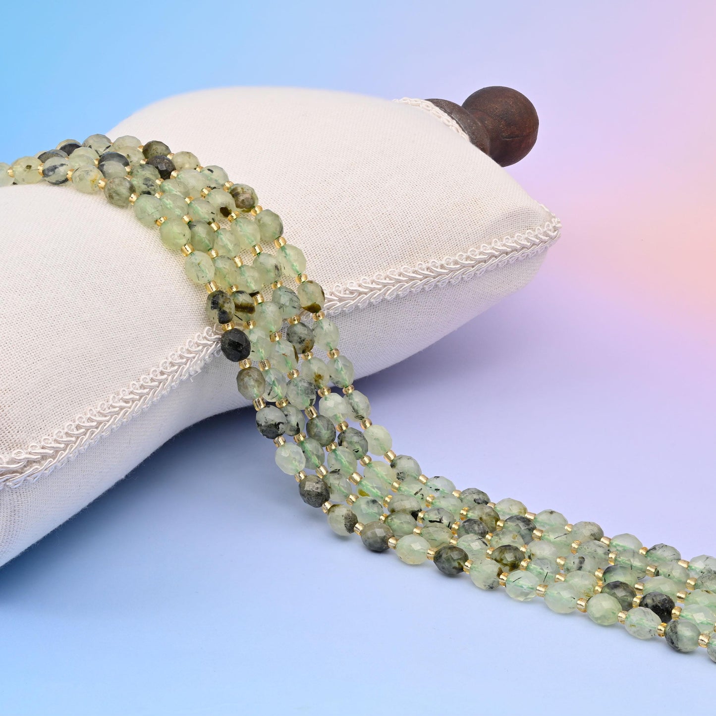Natural Prehnite Faceted Rice Gemstone Beads, Size 6x8mm Rice Beads, DIY Jewelry Making Beads, 15.5 Inches Per Strand