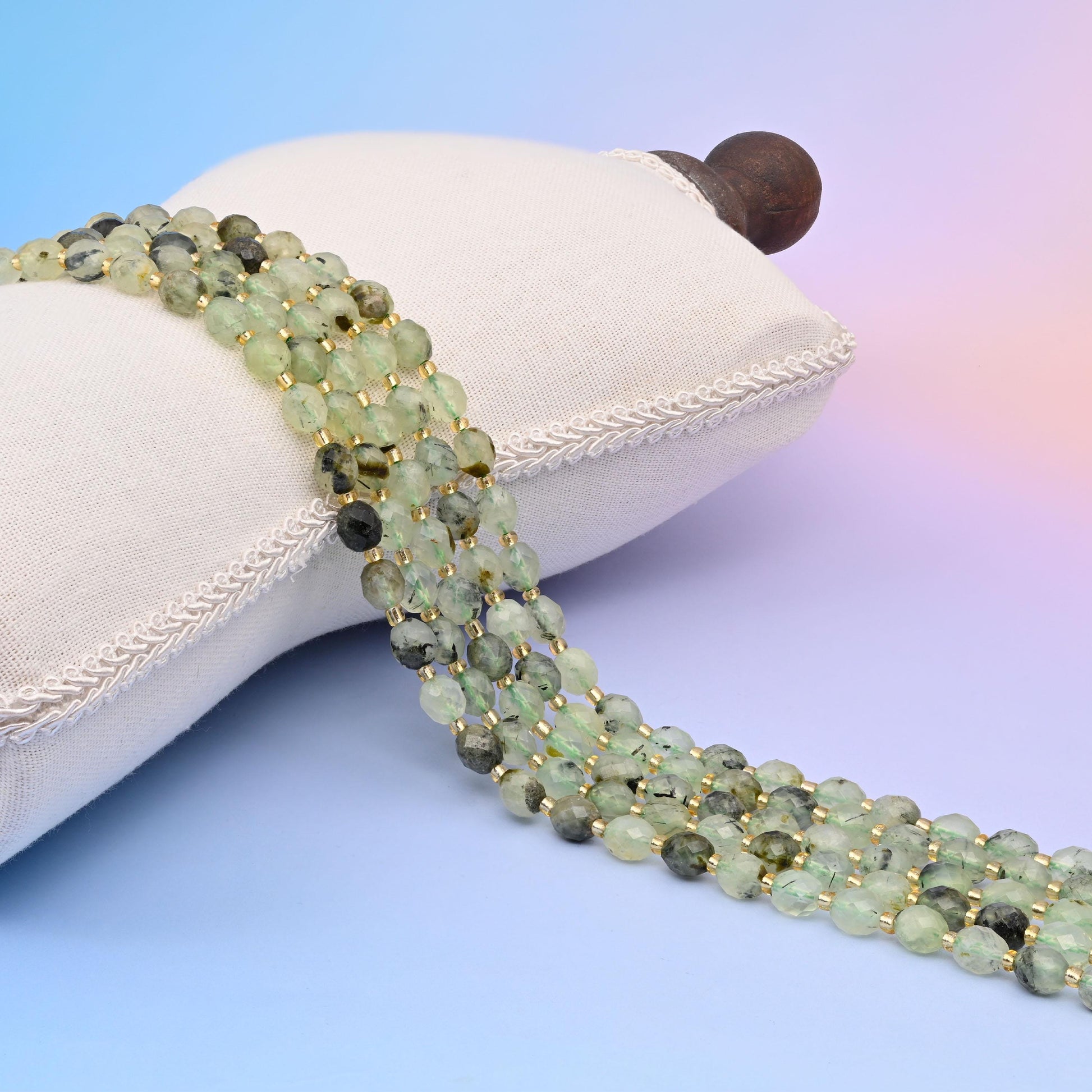 Natural Prehnite Faceted Rice Gemstone Beads, Size 6x8mm Rice Beads, DIY Jewelry Making Beads, 15.5 Inches Per Strand