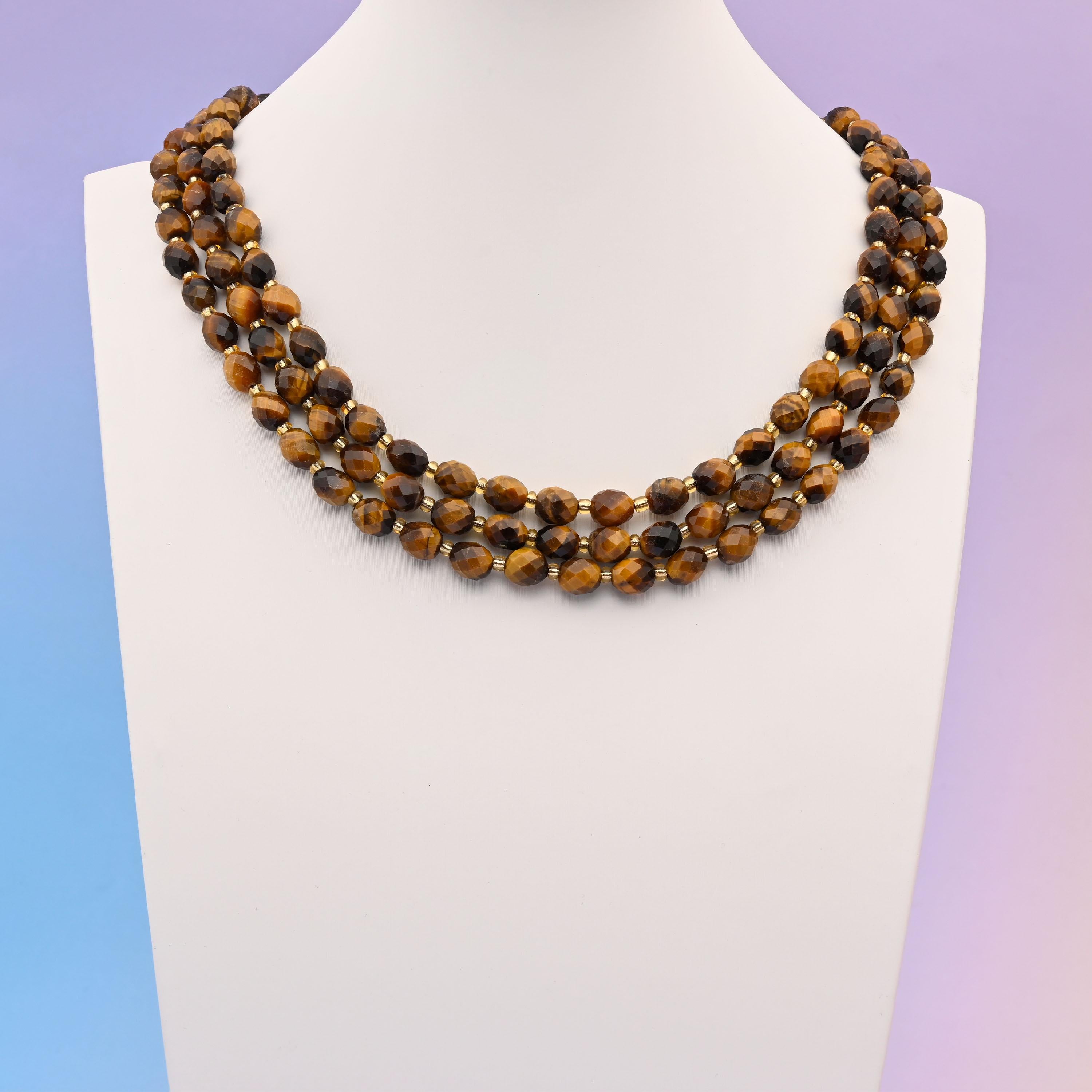 Natural Tiger Eye Faceted Rice Gemstone Beads, Size 6x8mm Rice Beads, DIY Jewelry Making Beads, 15.5 Inches Per Strand