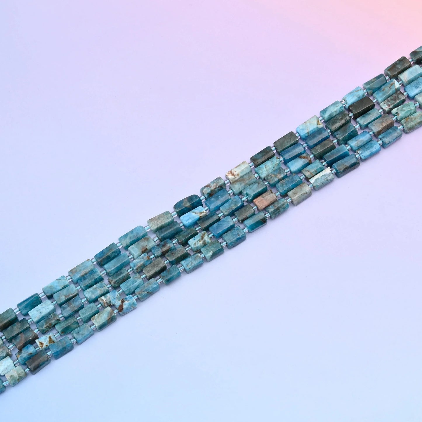 Natural Blue Apatite Faceted Tube Beads, Bead Size 12x8mm Apatite Gemstone Cylinder Bead, DIY Jewelry Making Beads, 15.5 Inches Per Strand - Mycrazycrystal