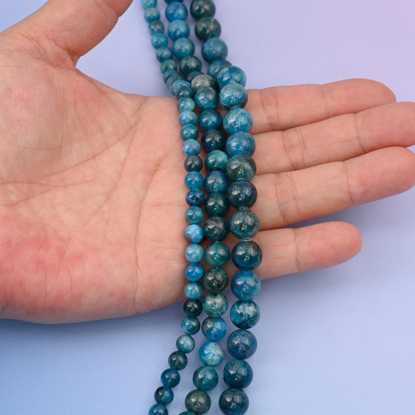 Natural Blue Apatite Smooth Round Beads, 6mm, 8mm, 10mm Gemstone Round Bead, DIY Jewelry Making Beads, 15.5 Inches Per Strand - Mycrazycrystal