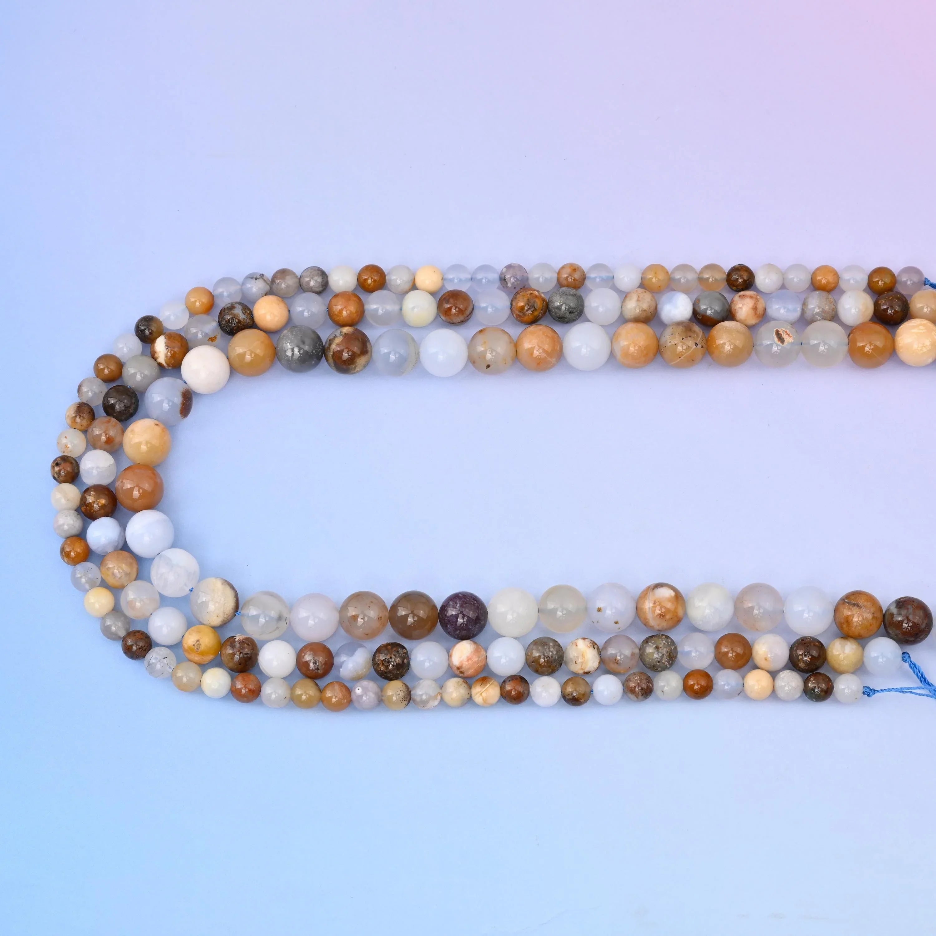 Natural Multi-Color Chalcedony Smooth Round Beads, 6mm, 8mm, 10mm Gemstone Round Bead, DIY Jewelry Making Beads, 15.5 Inches Per Strand - Mycrazycrystal