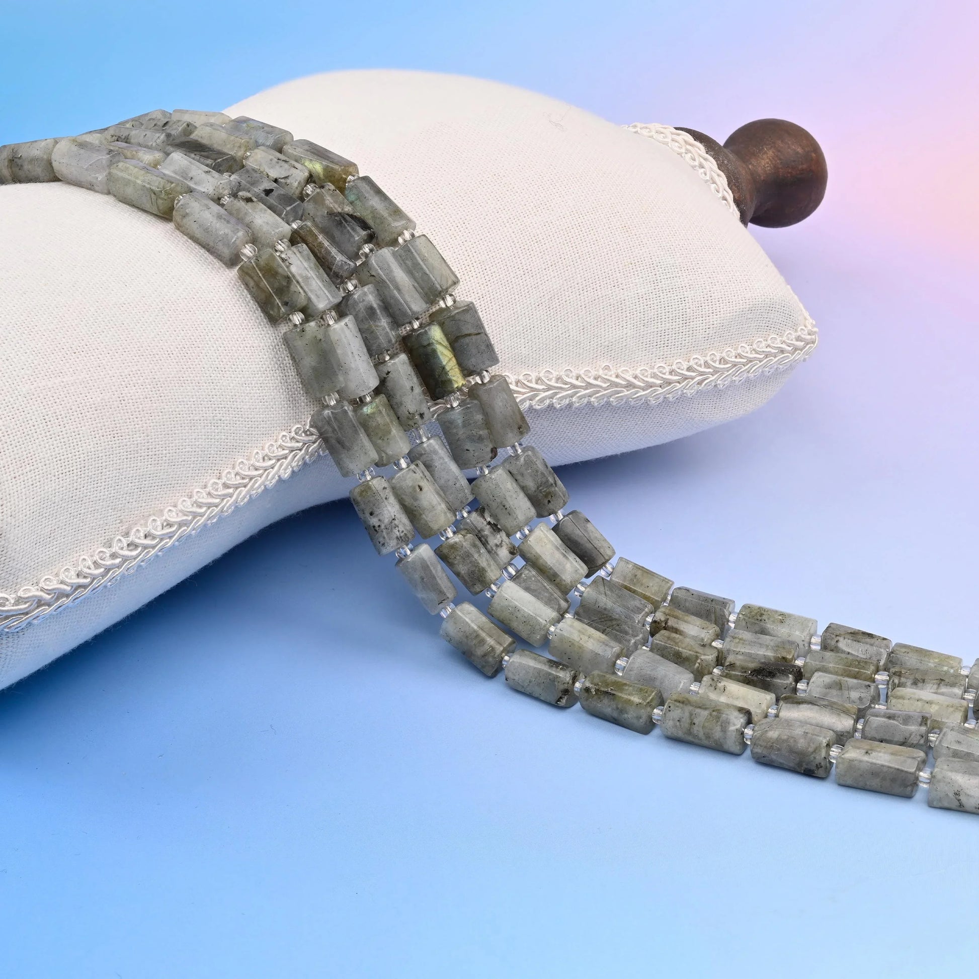 Natural White Labradorite Faceted Tube Beads, Bead Size 12x8mm Gemstone Cylinder Bead, DIY Jewelry Making Beads, 15.5 Inches Per Strand - Mycrazycrystal