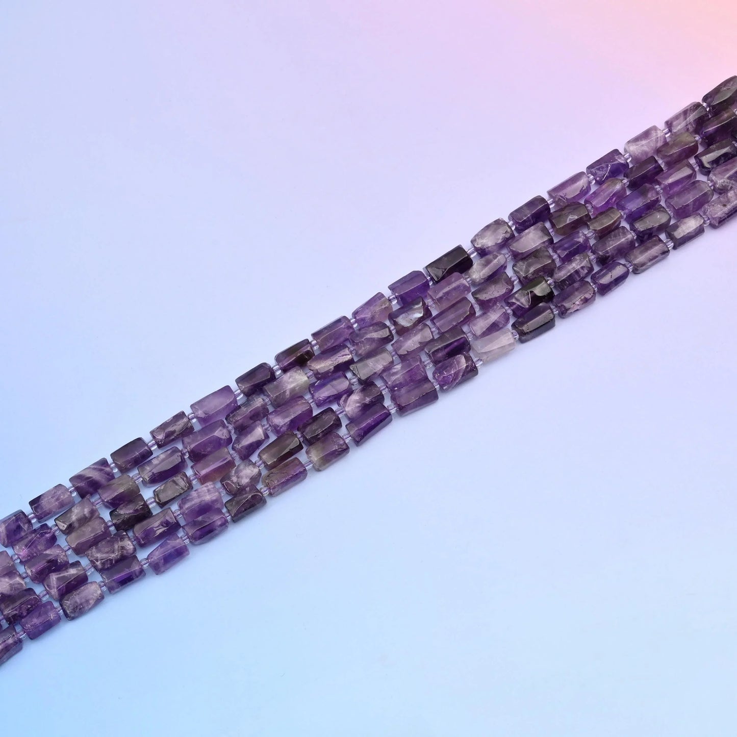 Natural Chevron Amethyst Faceted Tube Beads, Bead Size 12x8mm Amethyst Cylinder Bead, DIY Jewelry Making Beads, 15.5 Inches Per Strand - Mycrazycrystal