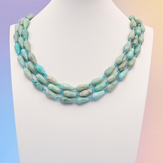 Natural Amazonite Faceted Teardrop Gemstone Beads