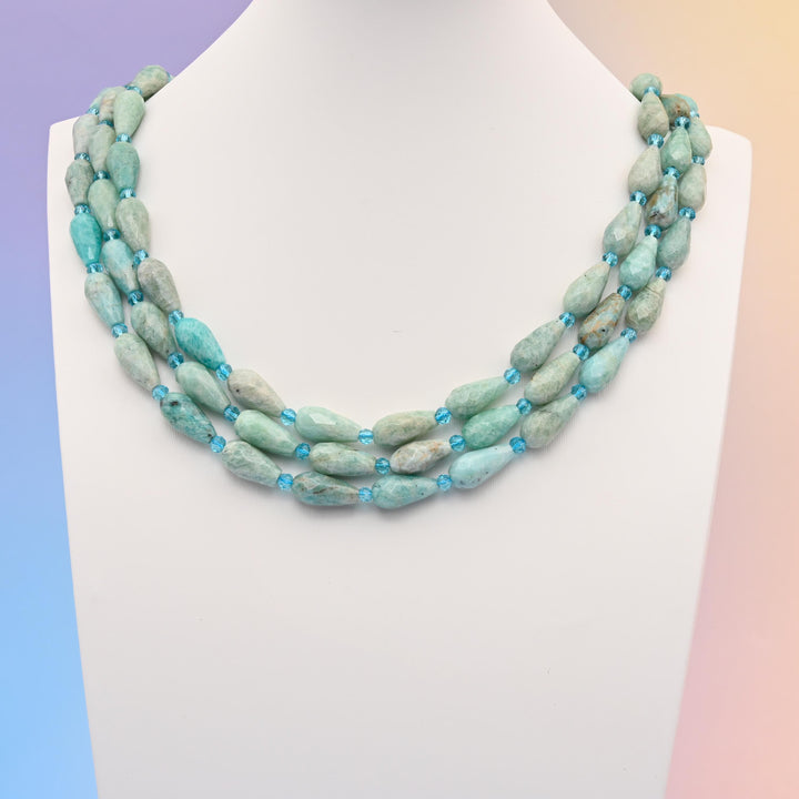 Natural Amazonite Faceted Teardrop Gemstone Beads