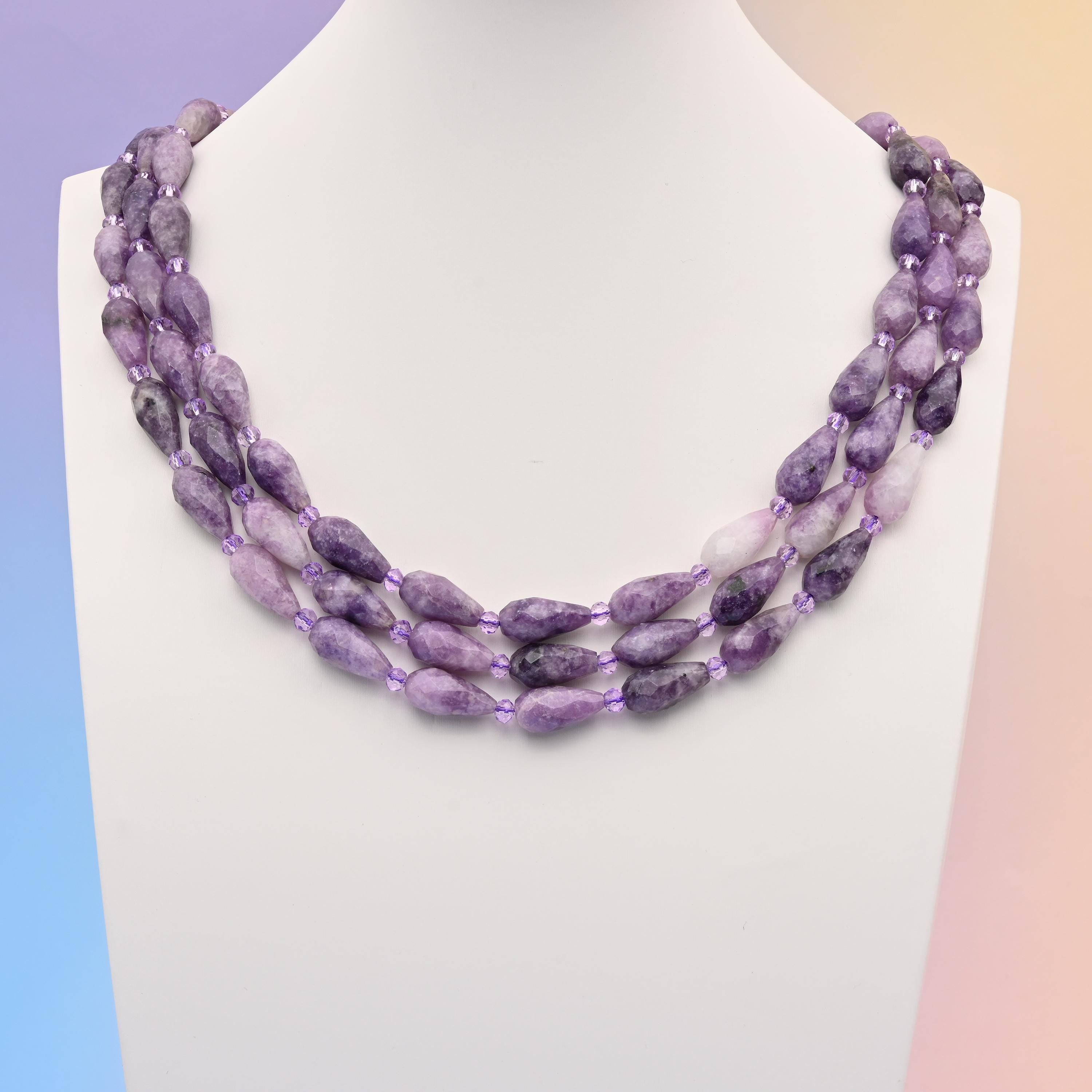 Natural Lepidolite Faceted Teardrop Gemstone Beads, Bead Size 16x8mm Faceted Beads, DIY Jewelry Making Beads, 15.5 Inches Per Strand