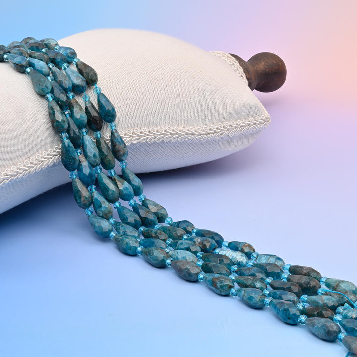 Natural Blue Apatite Faceted Teardrop Gemstone Beads, Size 16x8mm Faceted Beads, DIY Jewelry Making Beads, 15.5 Inches Per Strand