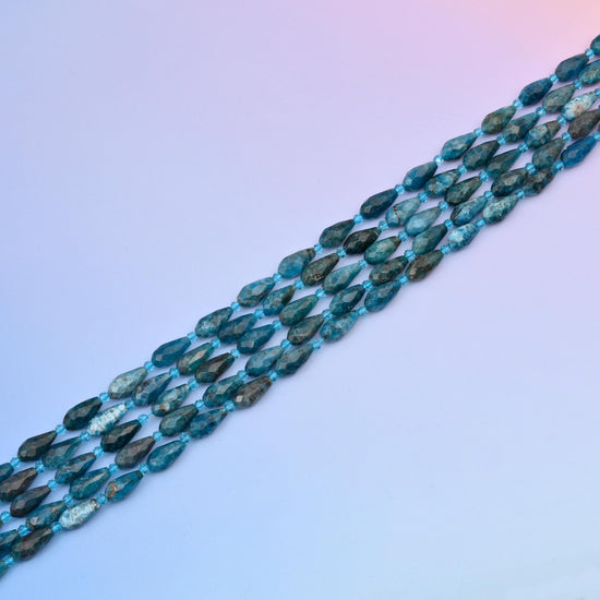 Natural Blue Apatite Faceted Teardrop Gemstone Beads, Size 16x8mm Faceted Beads, DIY Jewelry Making Beads, 15.5 Inches Per Strand