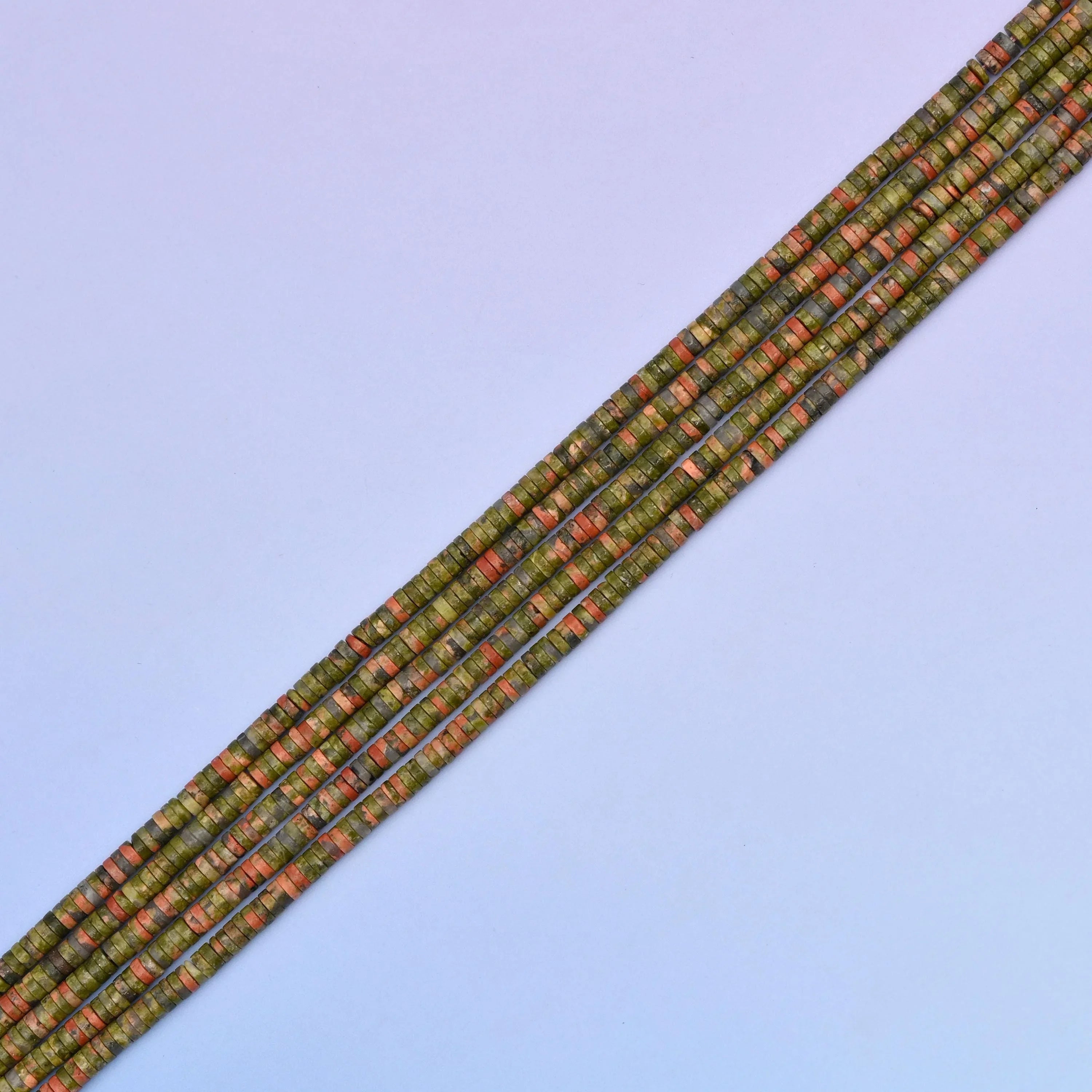 Natural Unakite Smooth Heishi Disc Gemstone Beads, Size 1x4mm Beads, DIY Jewelry Making Beads, 15.5 Inches Per Strand - Mycrazycrystal