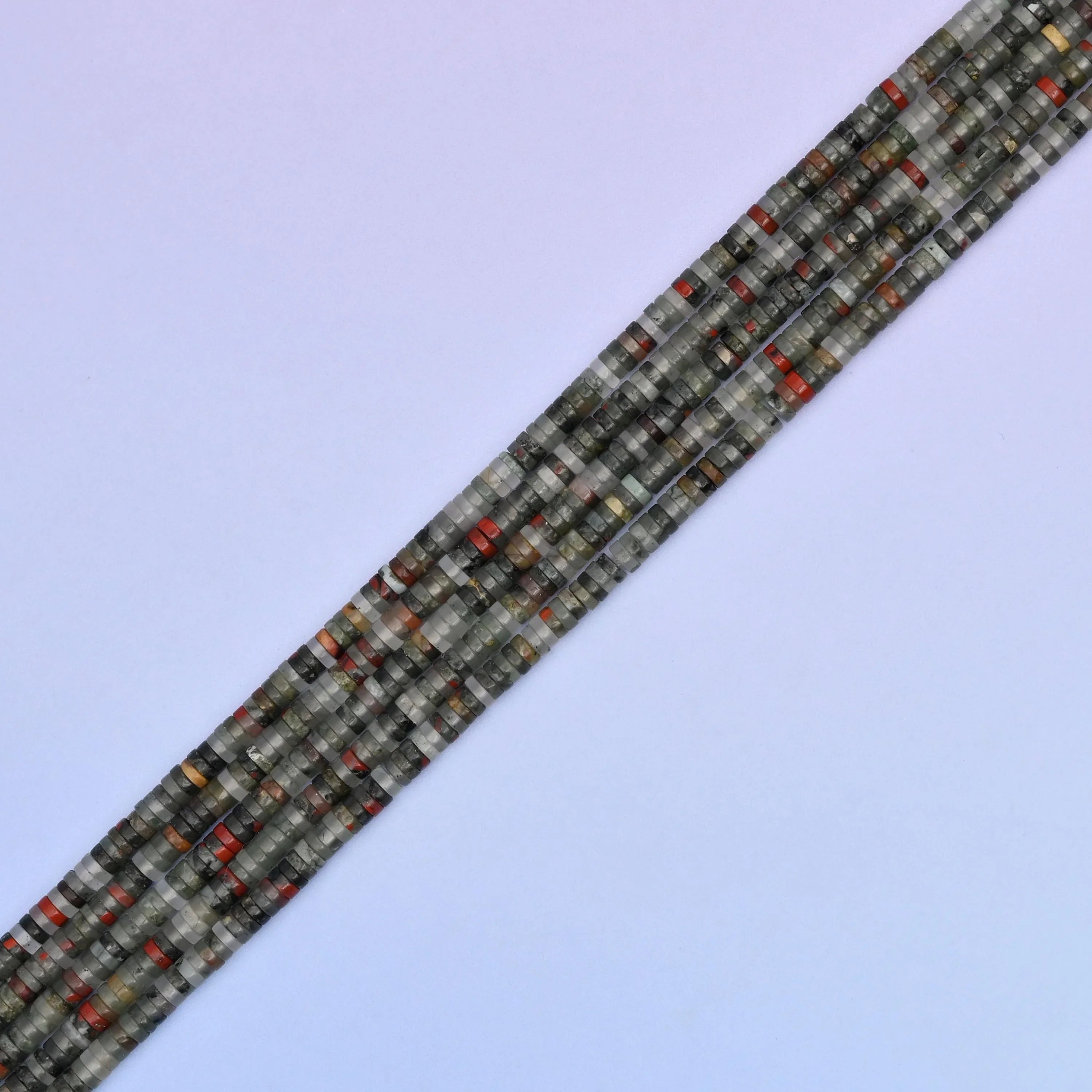 Natural African Bloodstone Smooth Heishi Disc Gemstone Beads, Size 1x4mm Beads, DIY Jewelry Making Beads, 15.5 Inches Per Strand - Mycrazycrystal