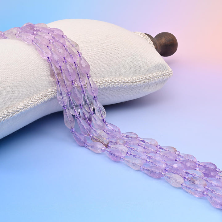 Natural Lavender Light Amethyst Faceted Teardrop Gemstone Beads, Size 16x8mm Faceted Beads, DIY Jewelry Making Beads, 15.5 Inches Per Strand