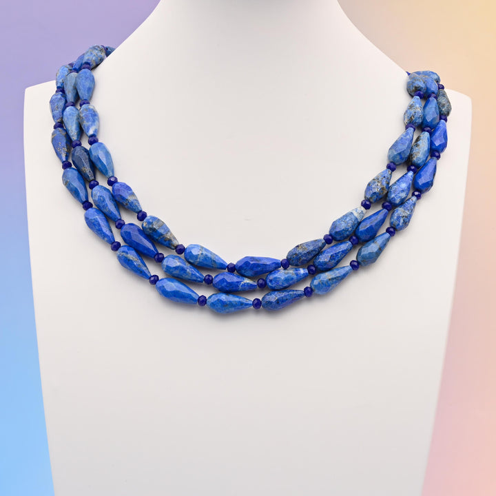 Natural Lapis Faceted Teardrop Gemstone Beads, Size 16x8mm Blue Faceted Beads, DIY Jewelry Making Beads, 15.5 Inches Per Strand